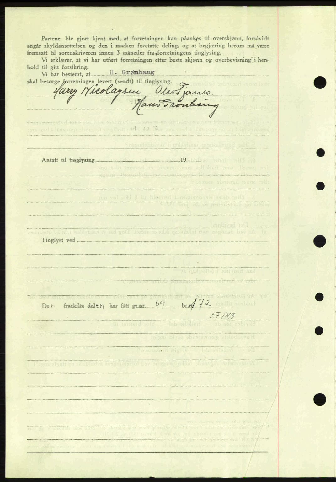 Idd og Marker sorenskriveri, AV/SAO-A-10283/G/Gb/Gbb/L0007: Mortgage book no. A7, 1944-1945, Diary no: : 708/1945