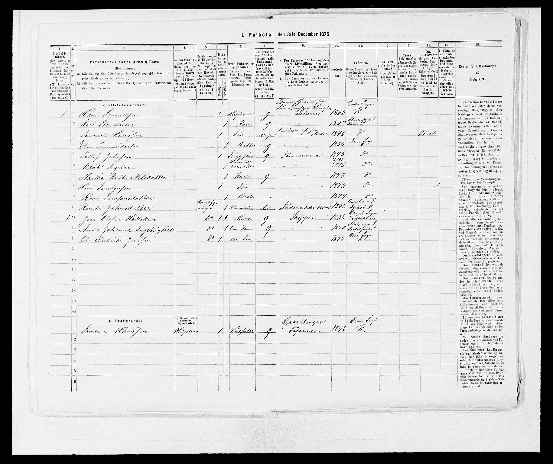SAB, 1875 census for 1224P Kvinnherad, 1875, p. 54