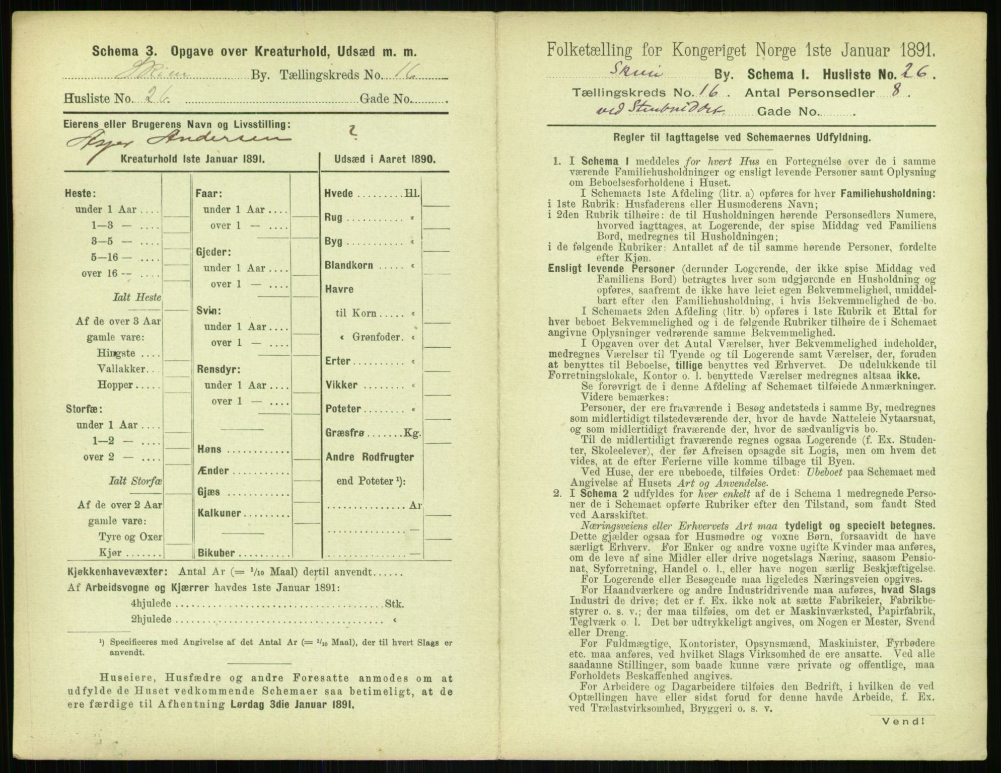 RA, 1891 census for 0806 Skien, 1891, p. 660