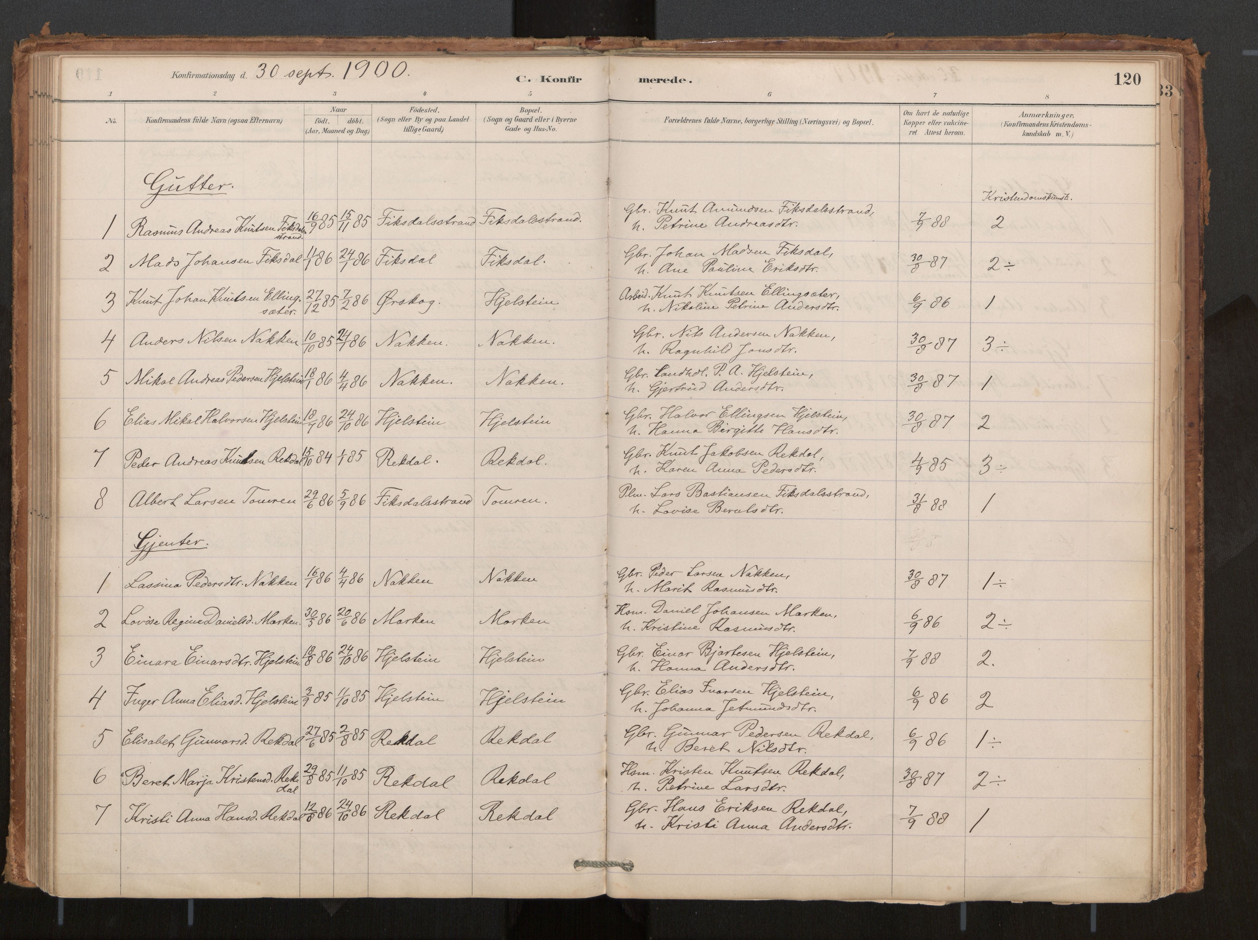 Ministerialprotokoller, klokkerbøker og fødselsregistre - Møre og Romsdal, AV/SAT-A-1454/540/L0540a: Parish register (official) no. 540A02, 1884-1908, p. 120