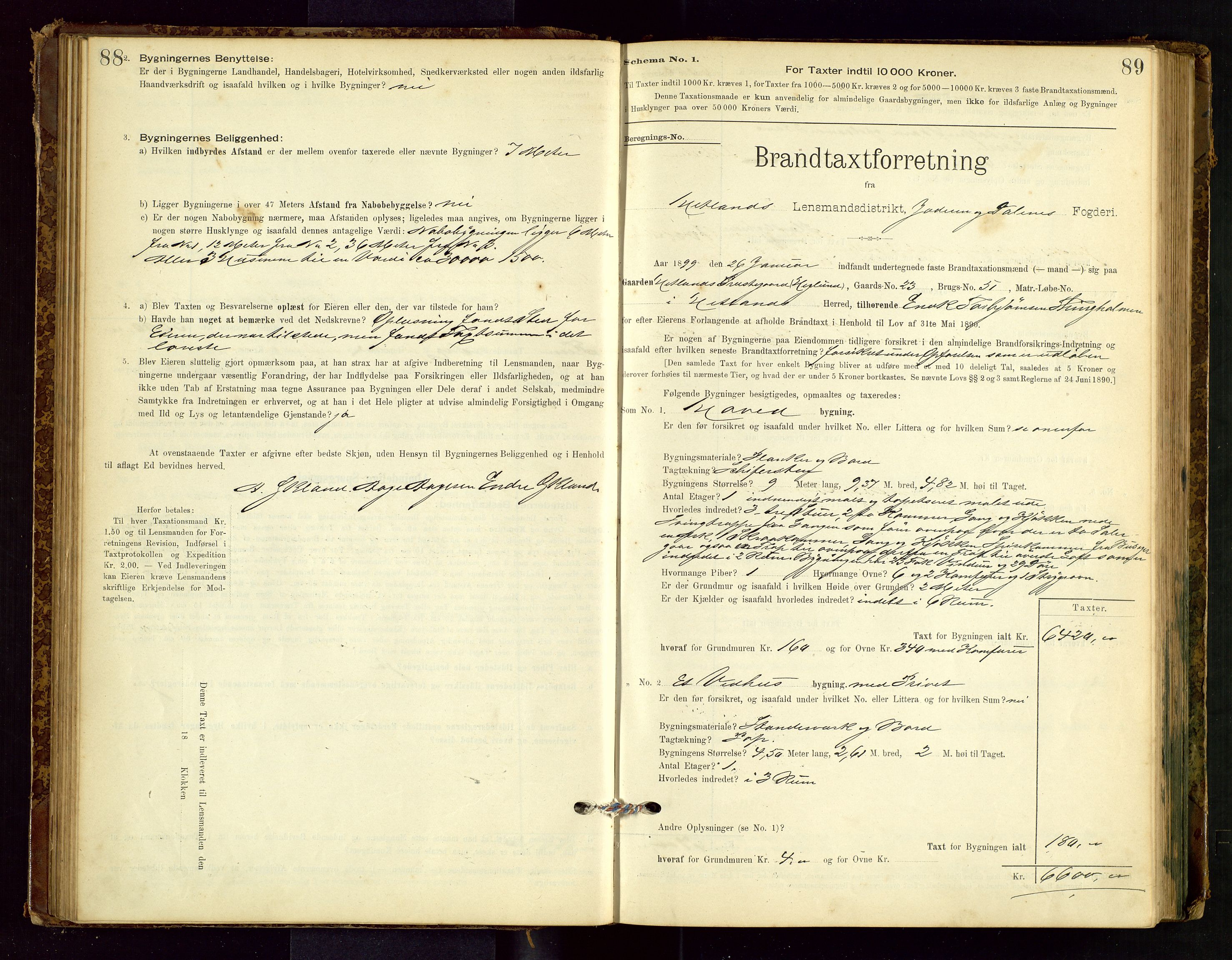 Hetland lensmannskontor, SAST/A-100101/Gob/L0001: "Brandtaxationsprotokol", 1895-1918, p. 88-89