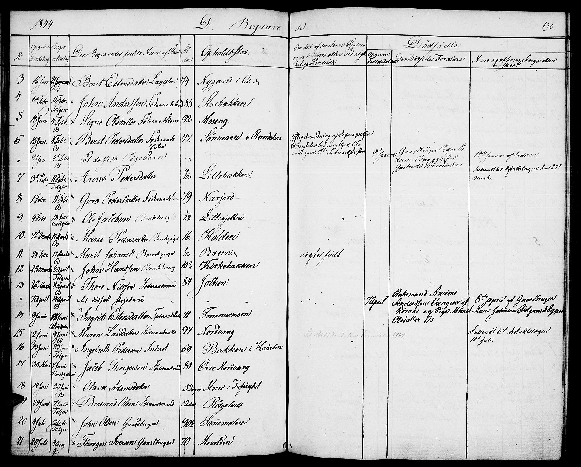 Tolga prestekontor, SAH/PREST-062/K/L0005: Parish register (official) no. 5, 1836-1852, p. 190