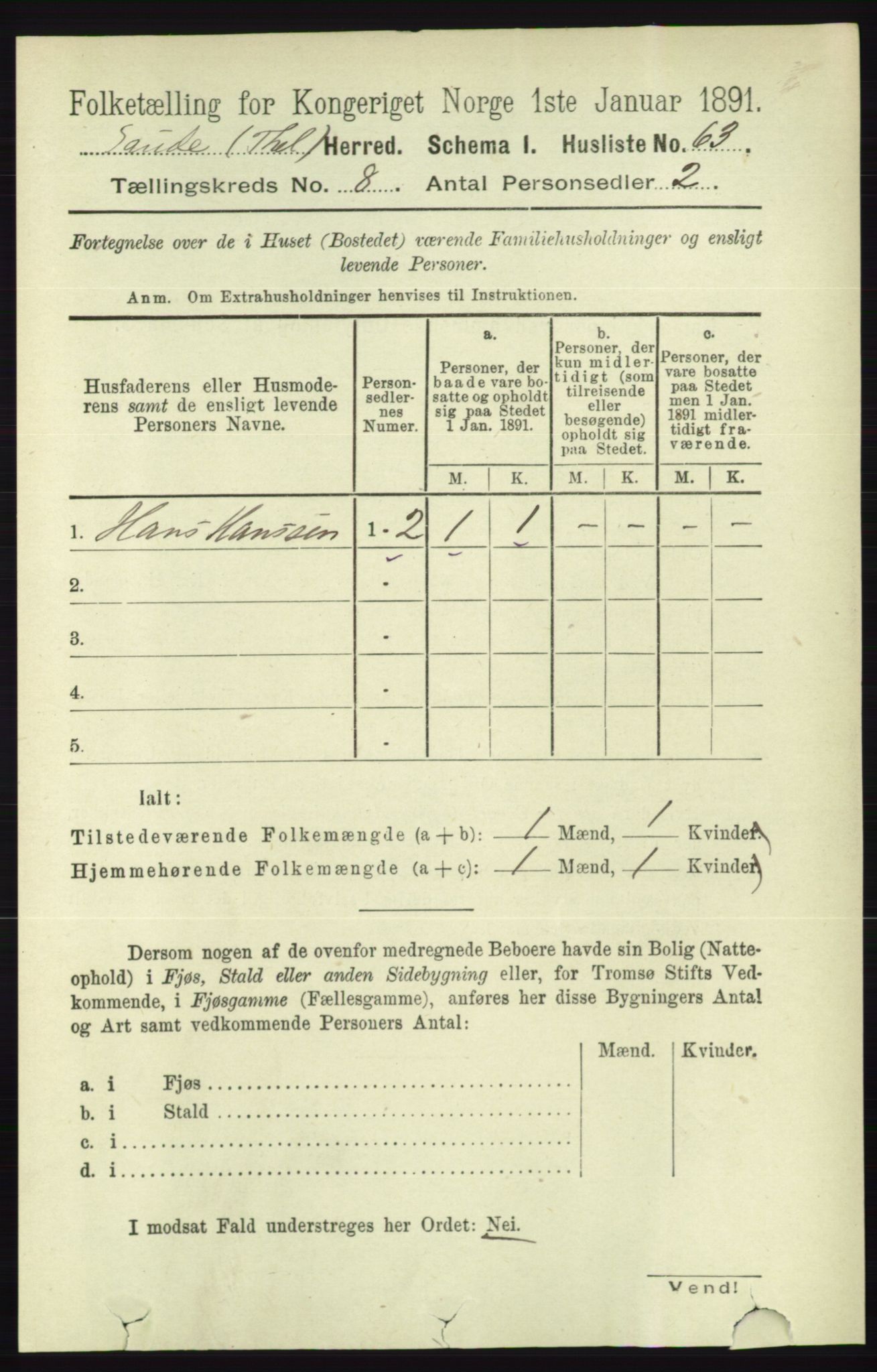 RA, 1891 census for 0822 Sauherad, 1891, p. 2322