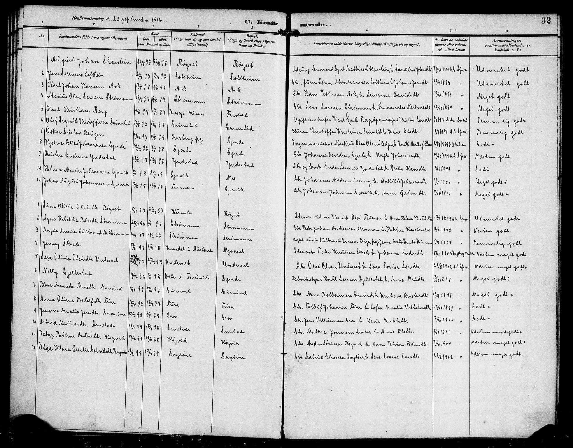 Askvoll sokneprestembete, SAB/A-79501/H/Haa/Haab/L0001: Parish register (official) no. B 1, 1896-1920, p. 32