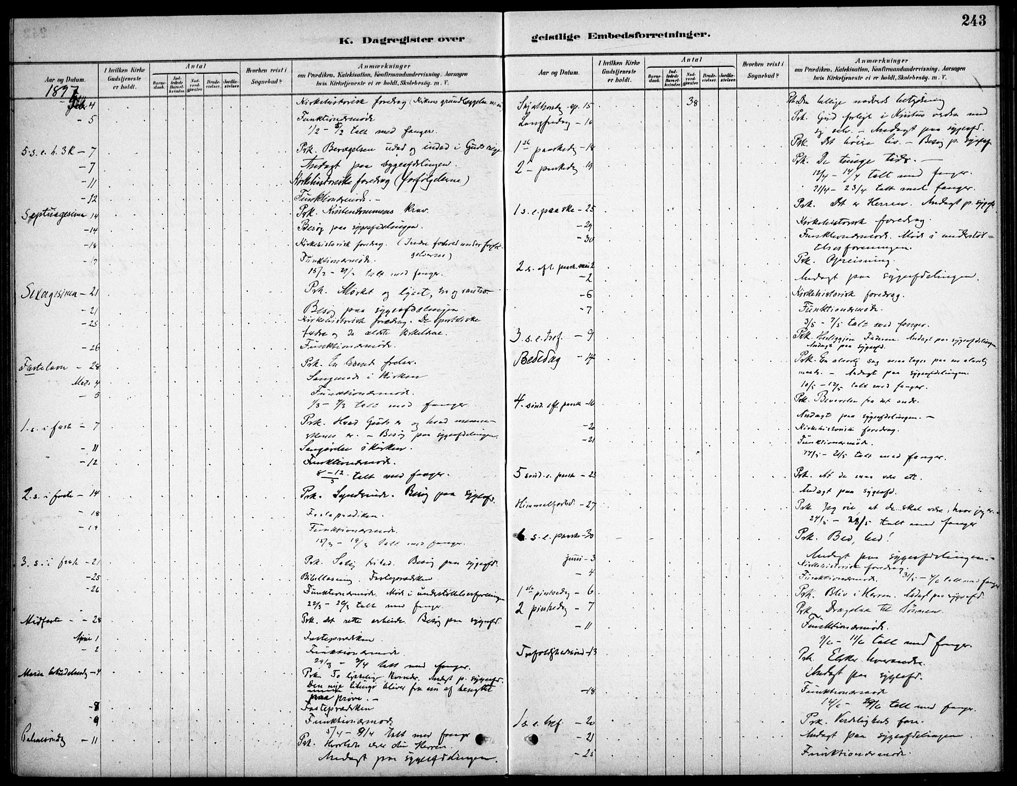 Kristiania tukthusprest Kirkebøker, SAO/A-10881/F/Fa/L0005: Parish register (official) no. 5, 1879-1936, p. 243