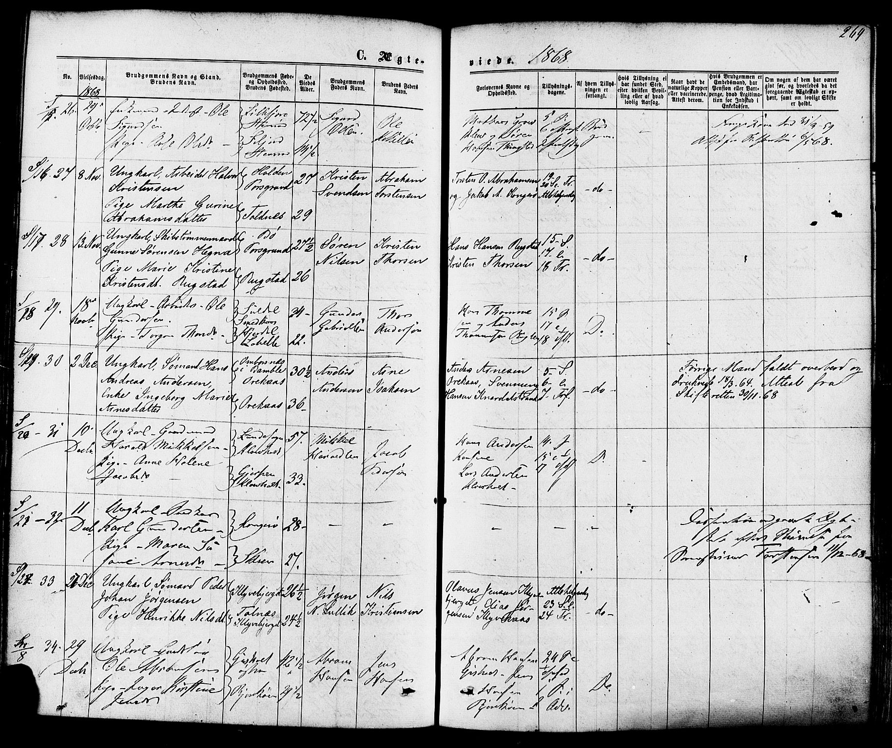 Solum kirkebøker, SAKO/A-306/F/Fa/L0008: Parish register (official) no. I 8, 1865-1876, p. 269