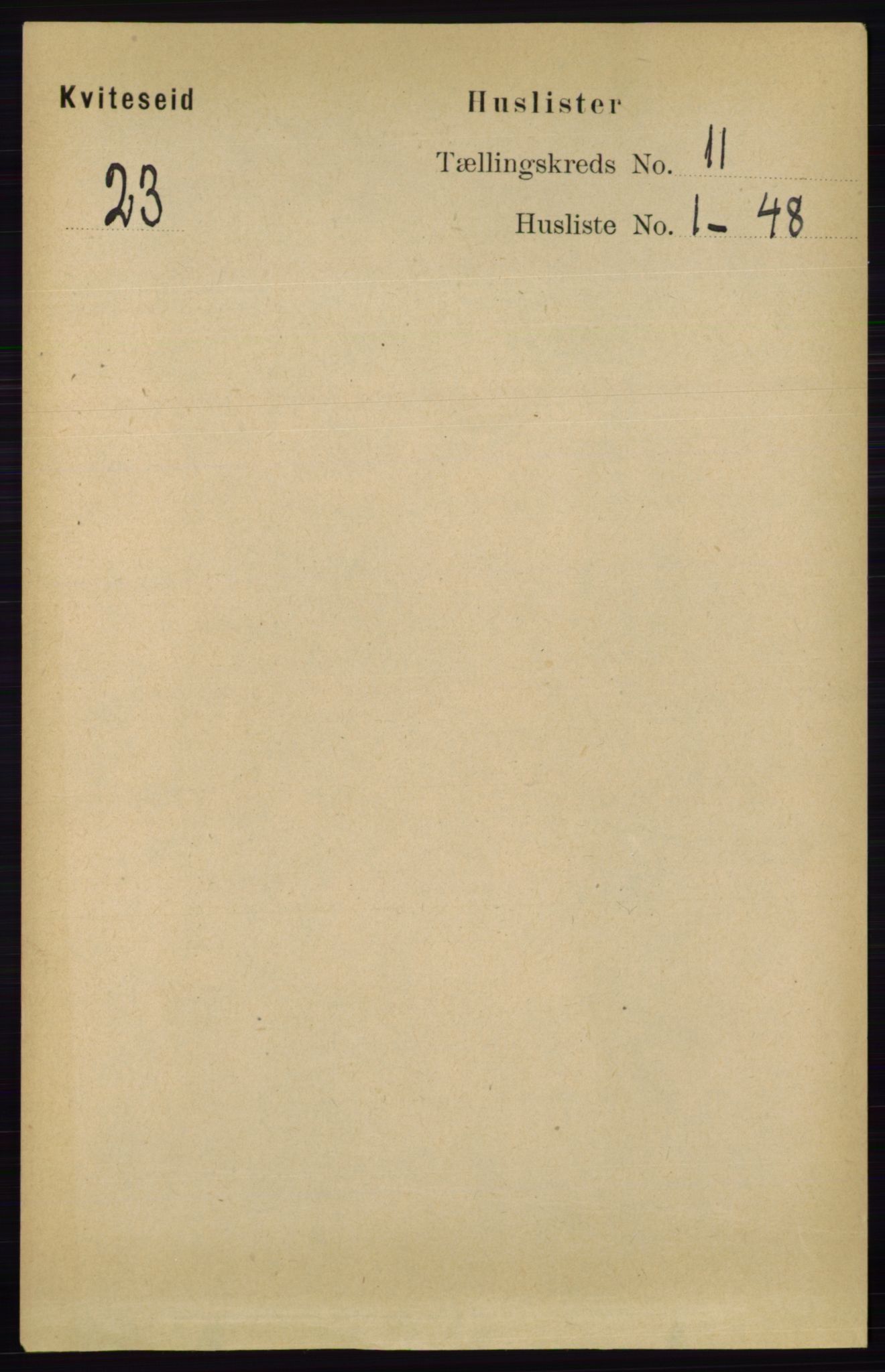 RA, 1891 census for 0829 Kviteseid, 1891, p. 2498