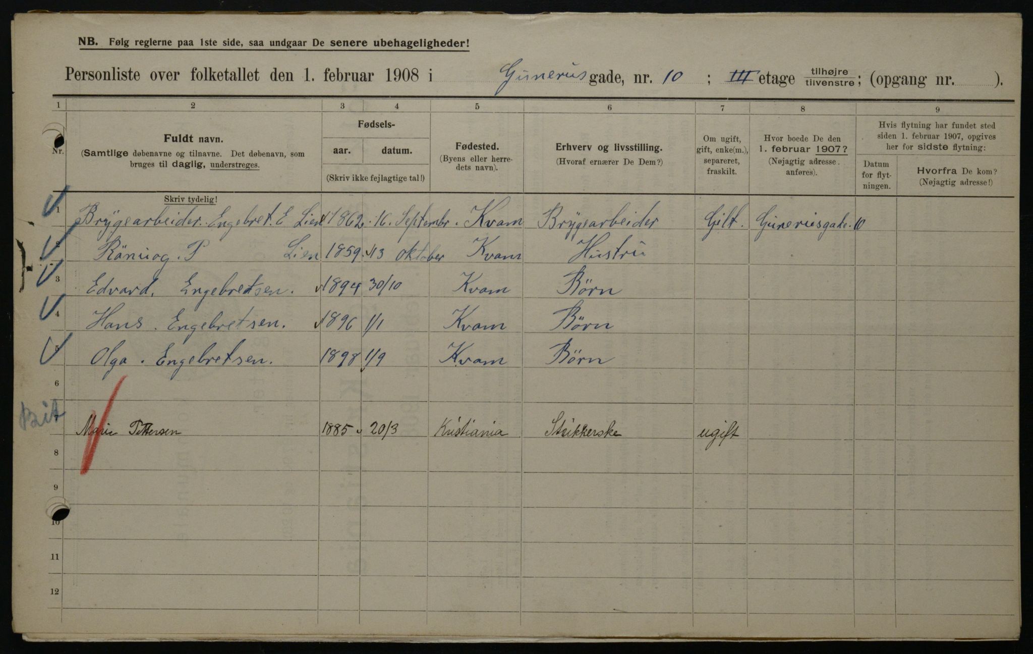 OBA, Municipal Census 1908 for Kristiania, 1908, p. 5159