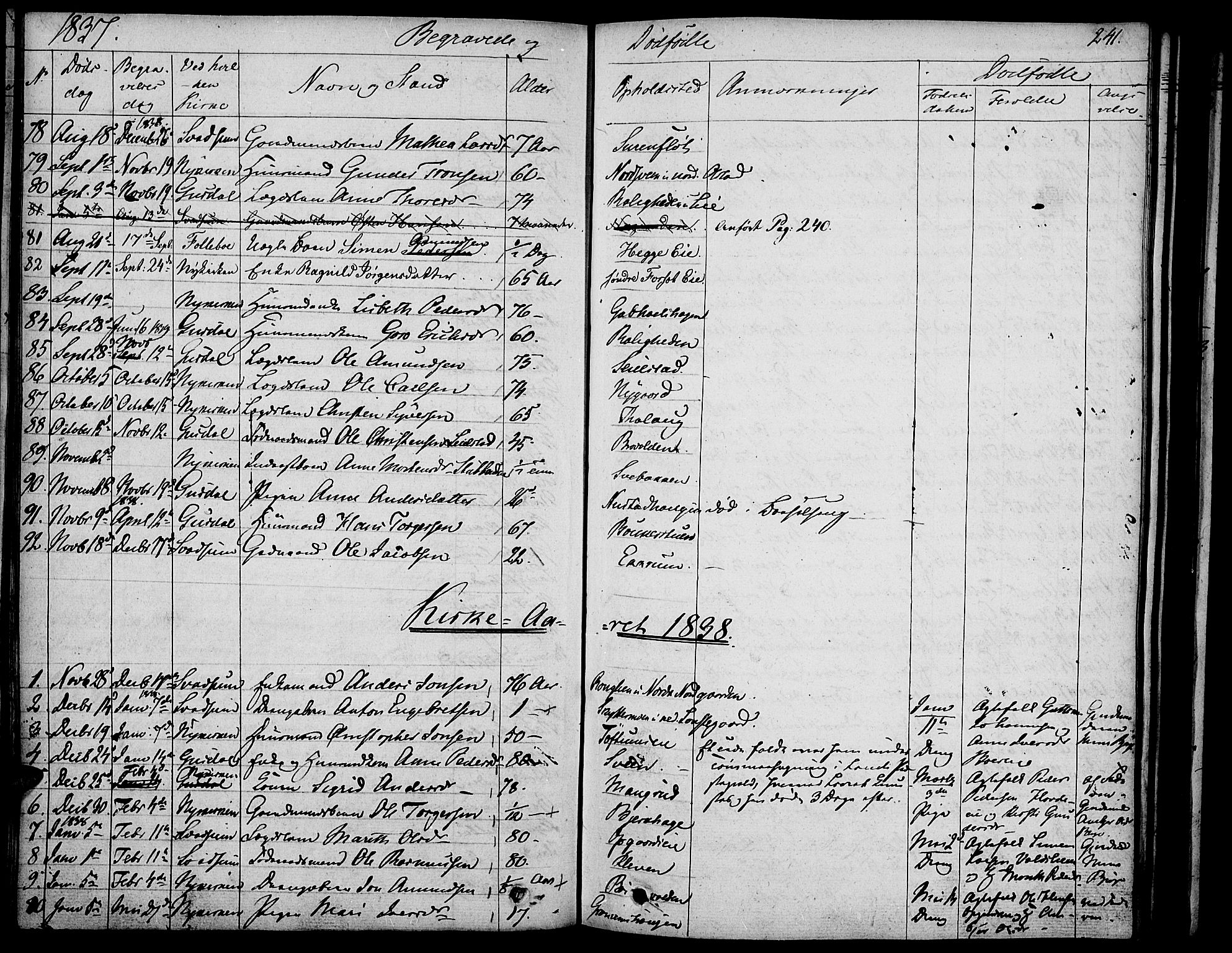 Gausdal prestekontor, SAH/PREST-090/H/Ha/Haa/L0006: Parish register (official) no. 6, 1830-1839, p. 241