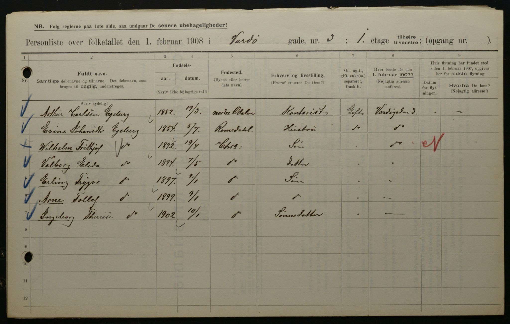 OBA, Municipal Census 1908 for Kristiania, 1908, p. 109397