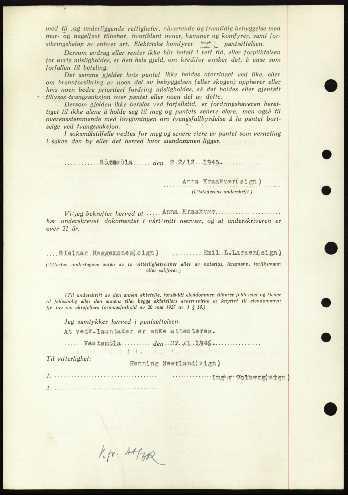 Nordmøre sorenskriveri, AV/SAT-A-4132/1/2/2Ca: Mortgage book no. B93b, 1946-1946, Diary no: : 130/1946