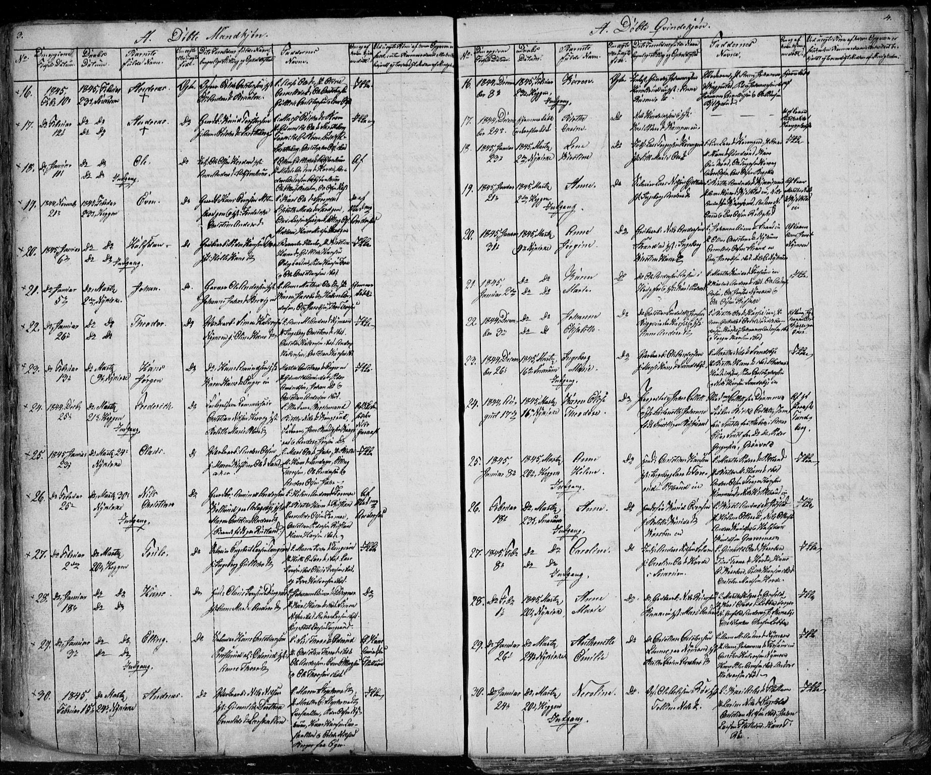 Modum kirkebøker, AV/SAKO-A-234/G/Ga/L0004: Parish register (copy) no. I 4, 1843-1846, p. 3-4