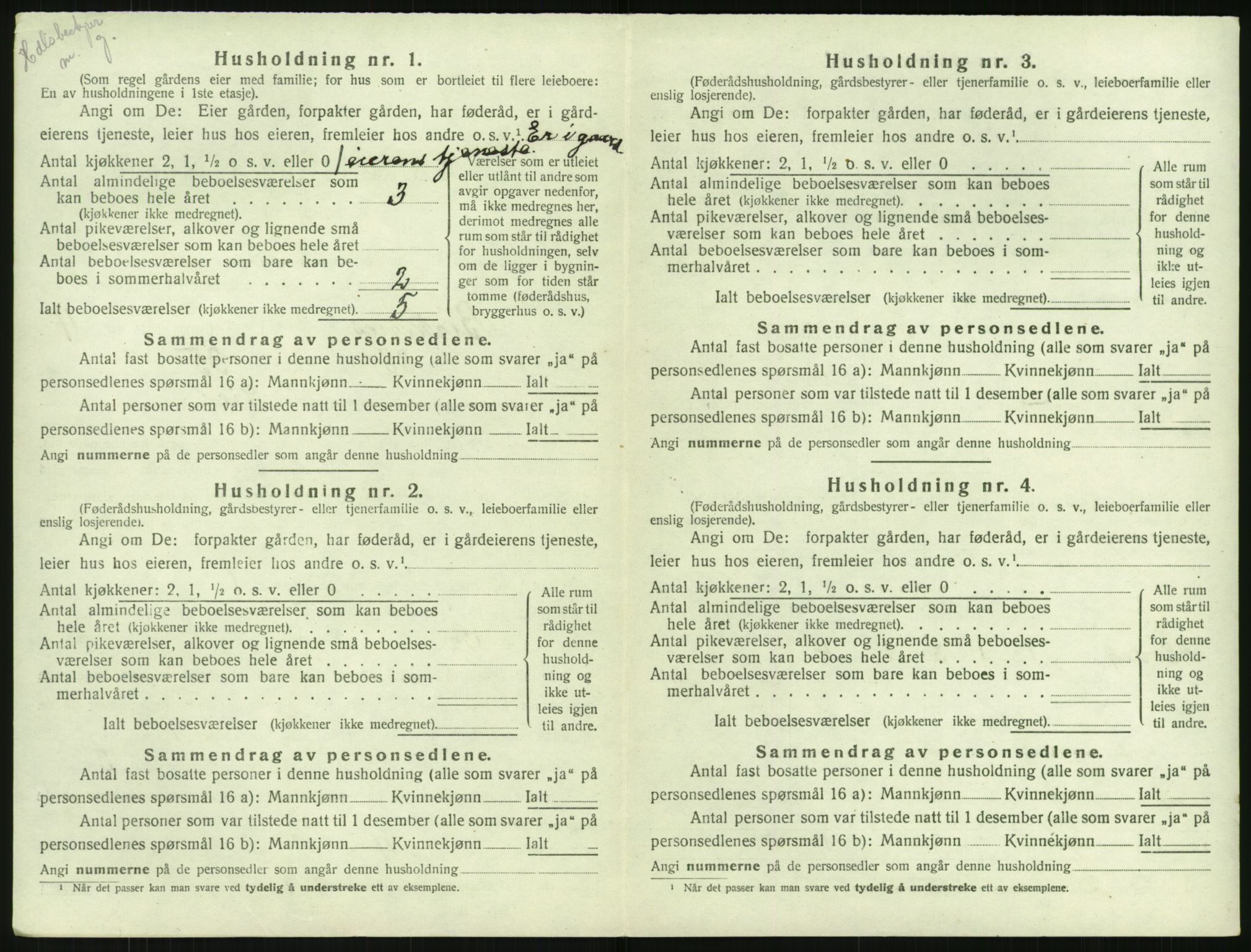 SAK, 1920 census for Birkenes, 1920, p. 258