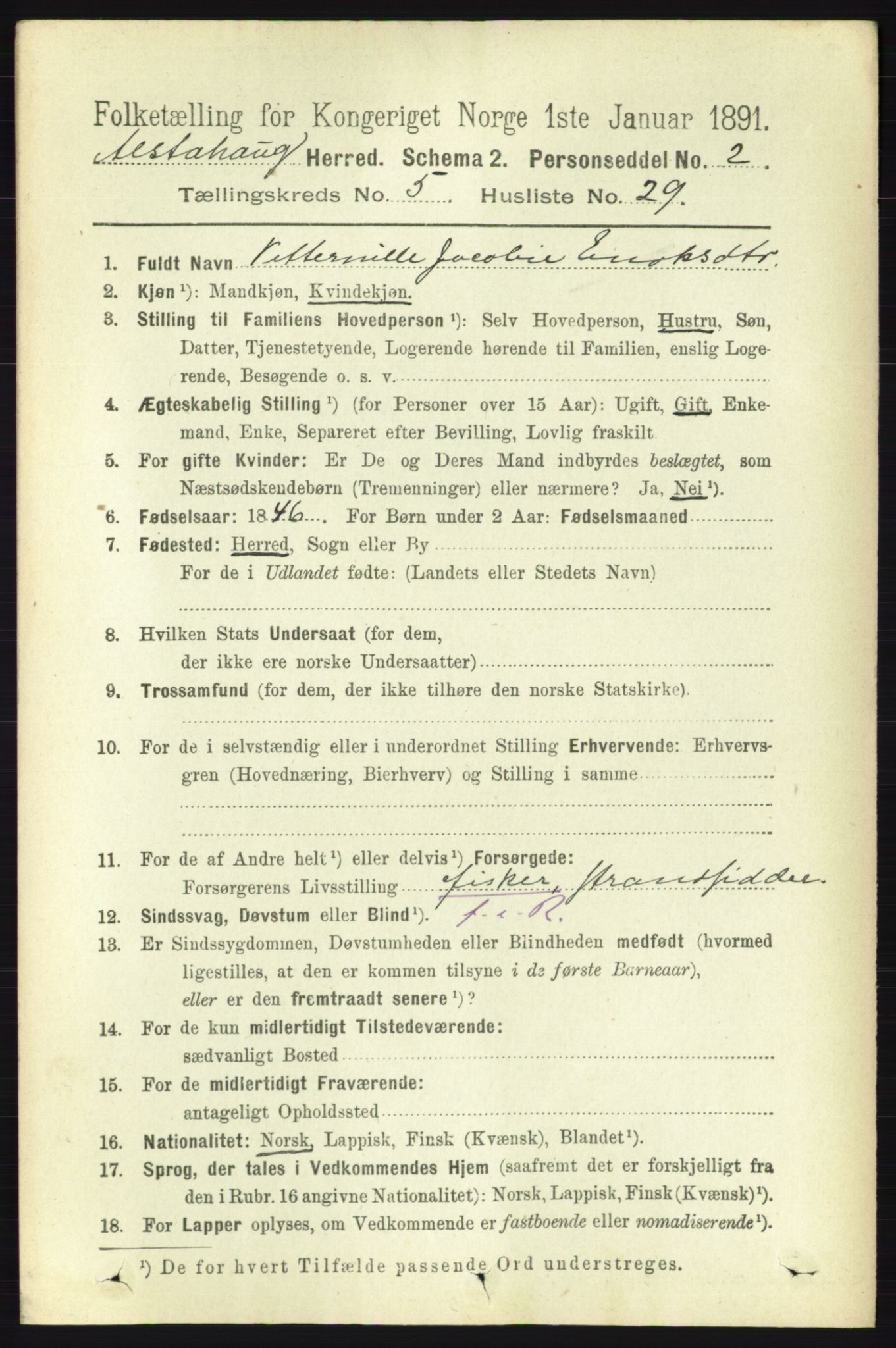 RA, 1891 census for 1820 Alstahaug, 1891, p. 1955