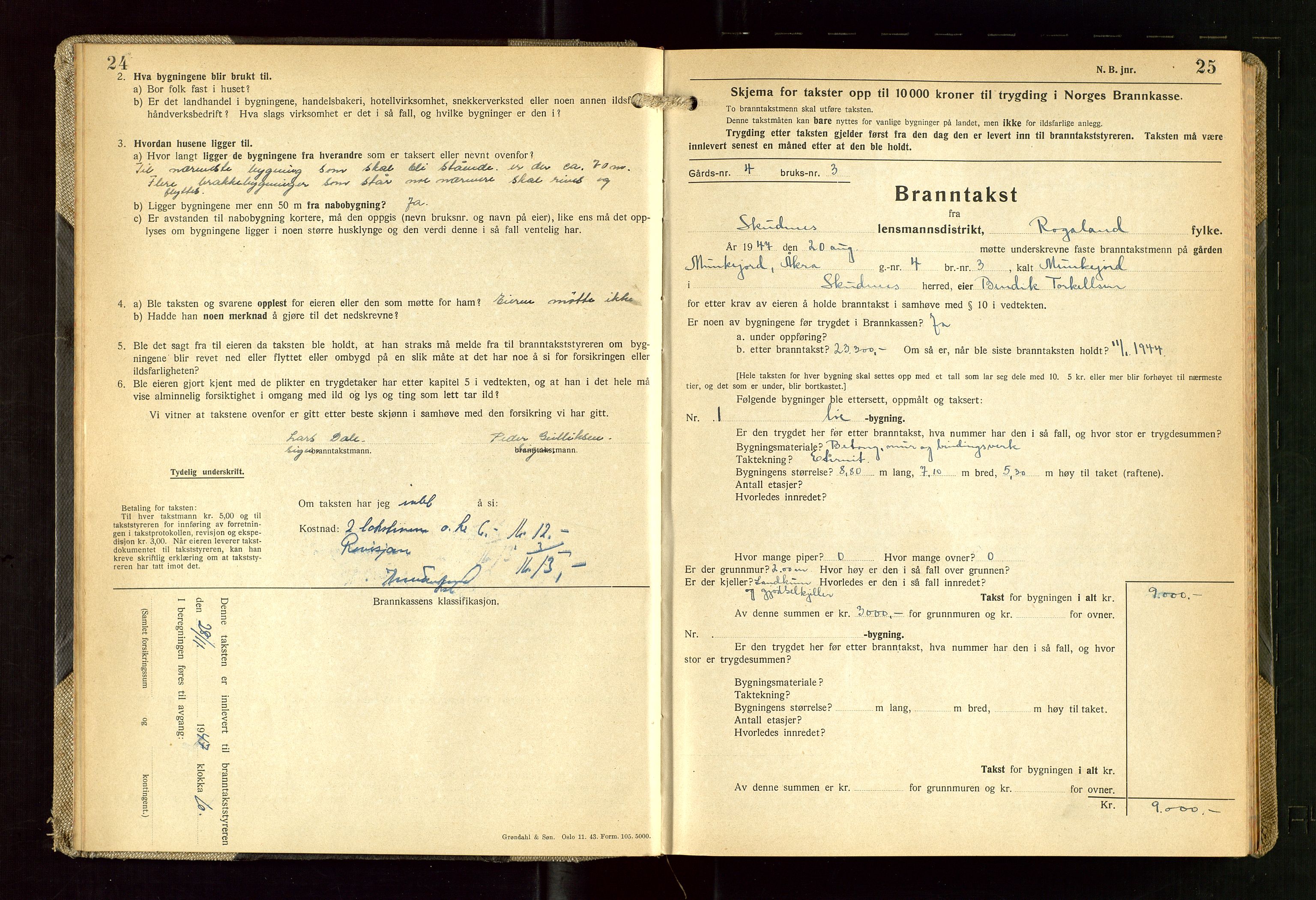 Skudenes lensmannskontor, SAST/A-100444/Gob/L0003: "Brandtakstprotokoll", 1942-1954, p. 24-25