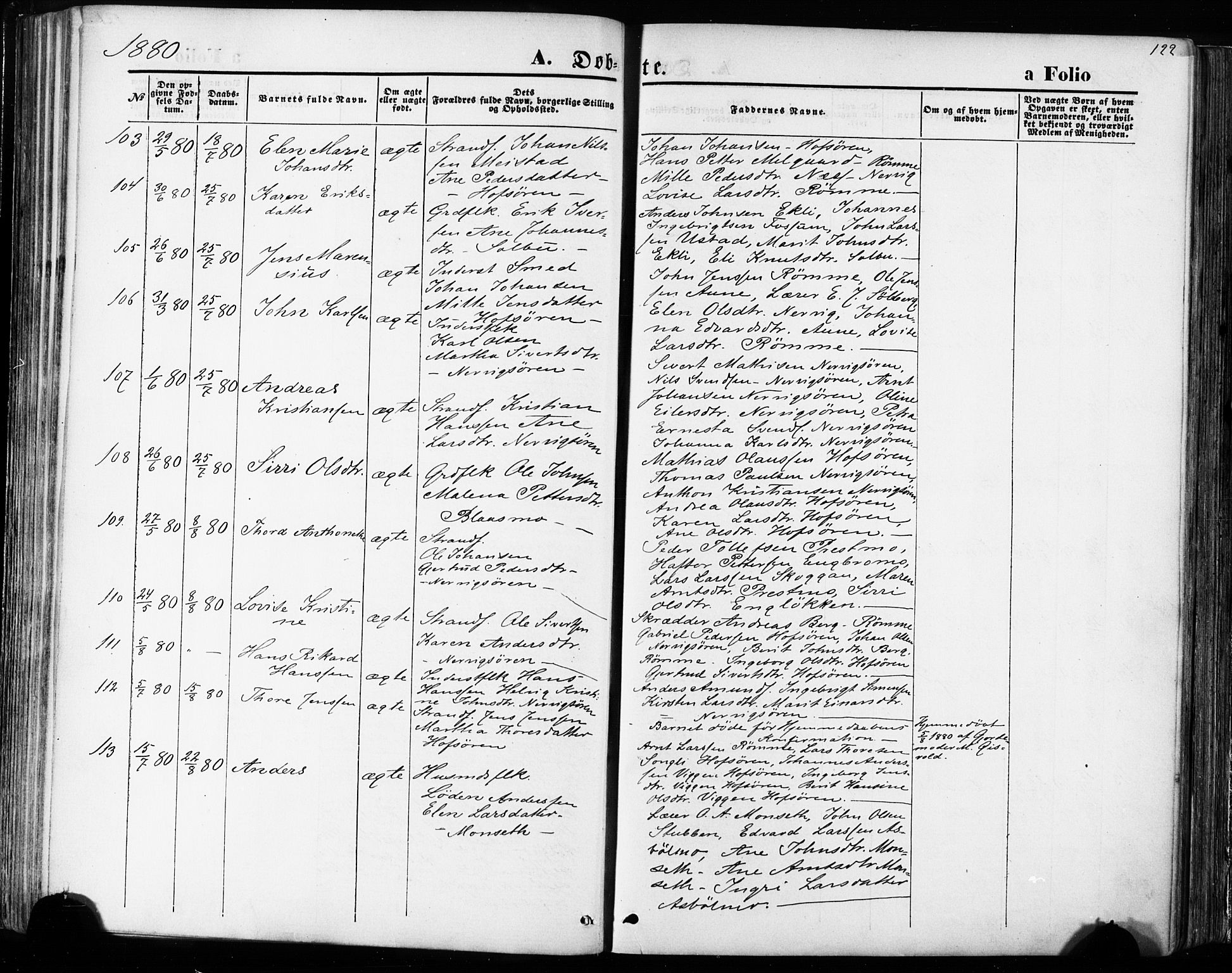 Ministerialprotokoller, klokkerbøker og fødselsregistre - Sør-Trøndelag, AV/SAT-A-1456/668/L0807: Parish register (official) no. 668A07, 1870-1880, p. 122