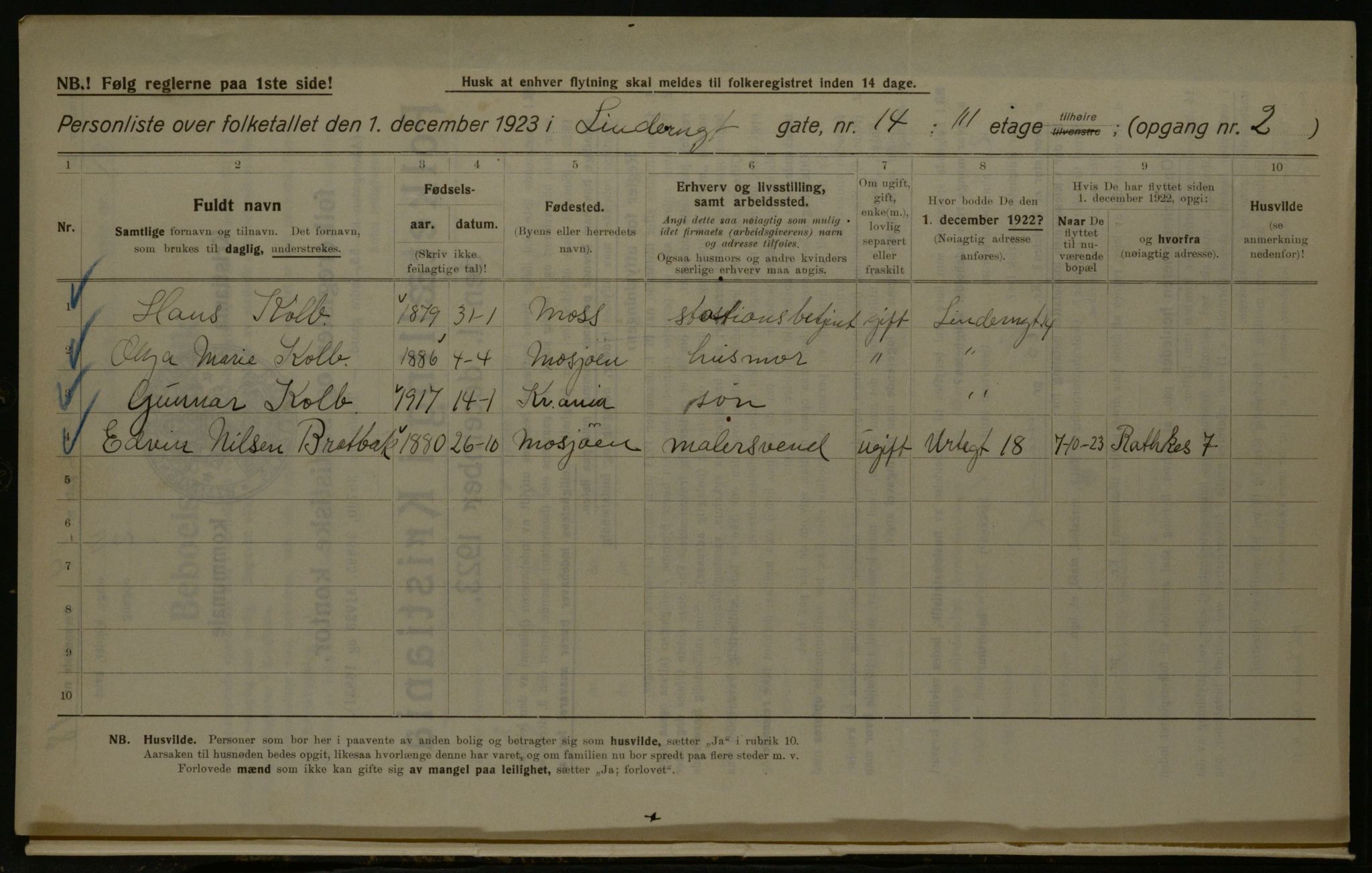 OBA, Municipal Census 1923 for Kristiania, 1923, p. 64192