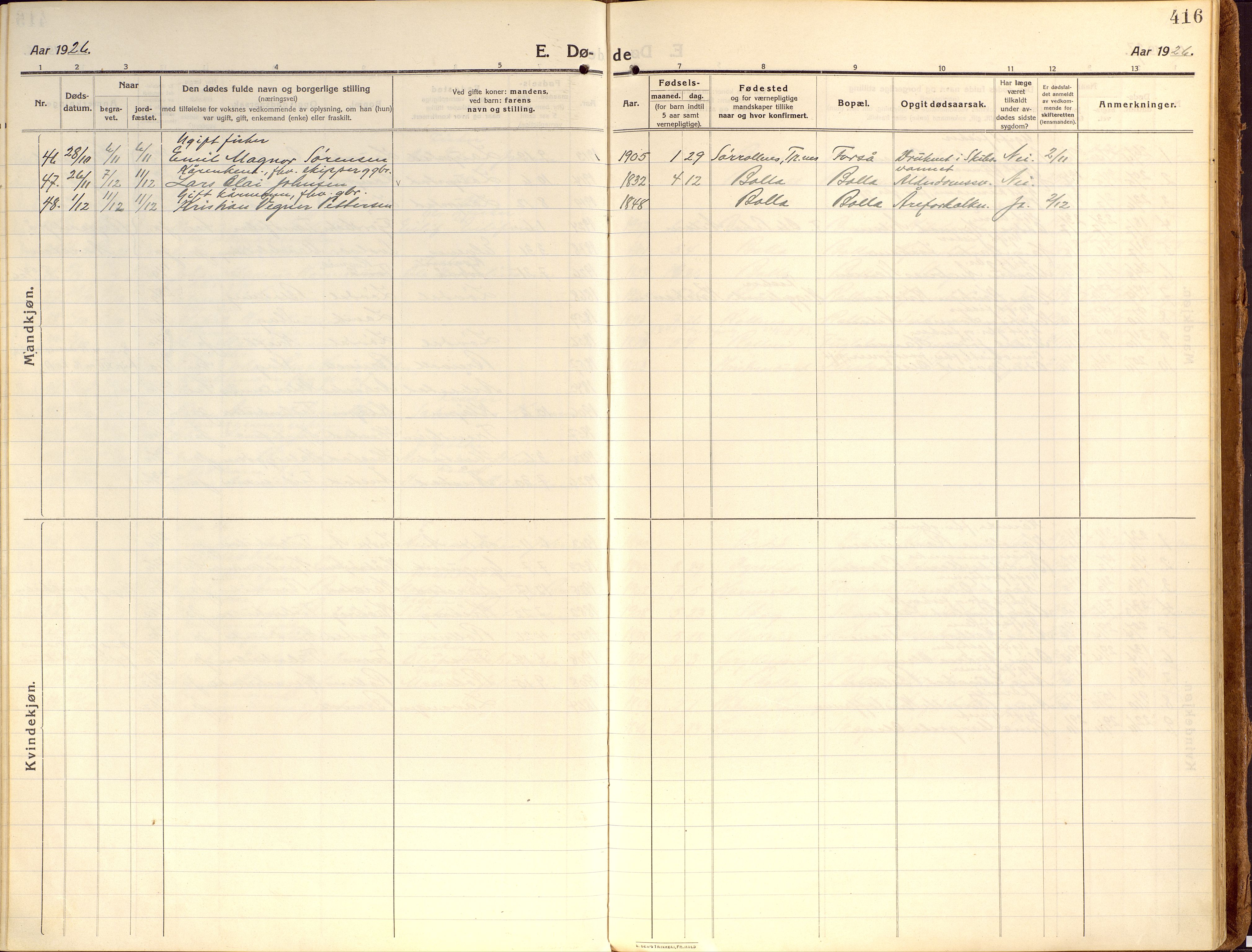 Ibestad sokneprestembete, SATØ/S-0077/H/Ha/Haa/L0018kirke: Parish register (official) no. 18, 1915-1929, p. 416