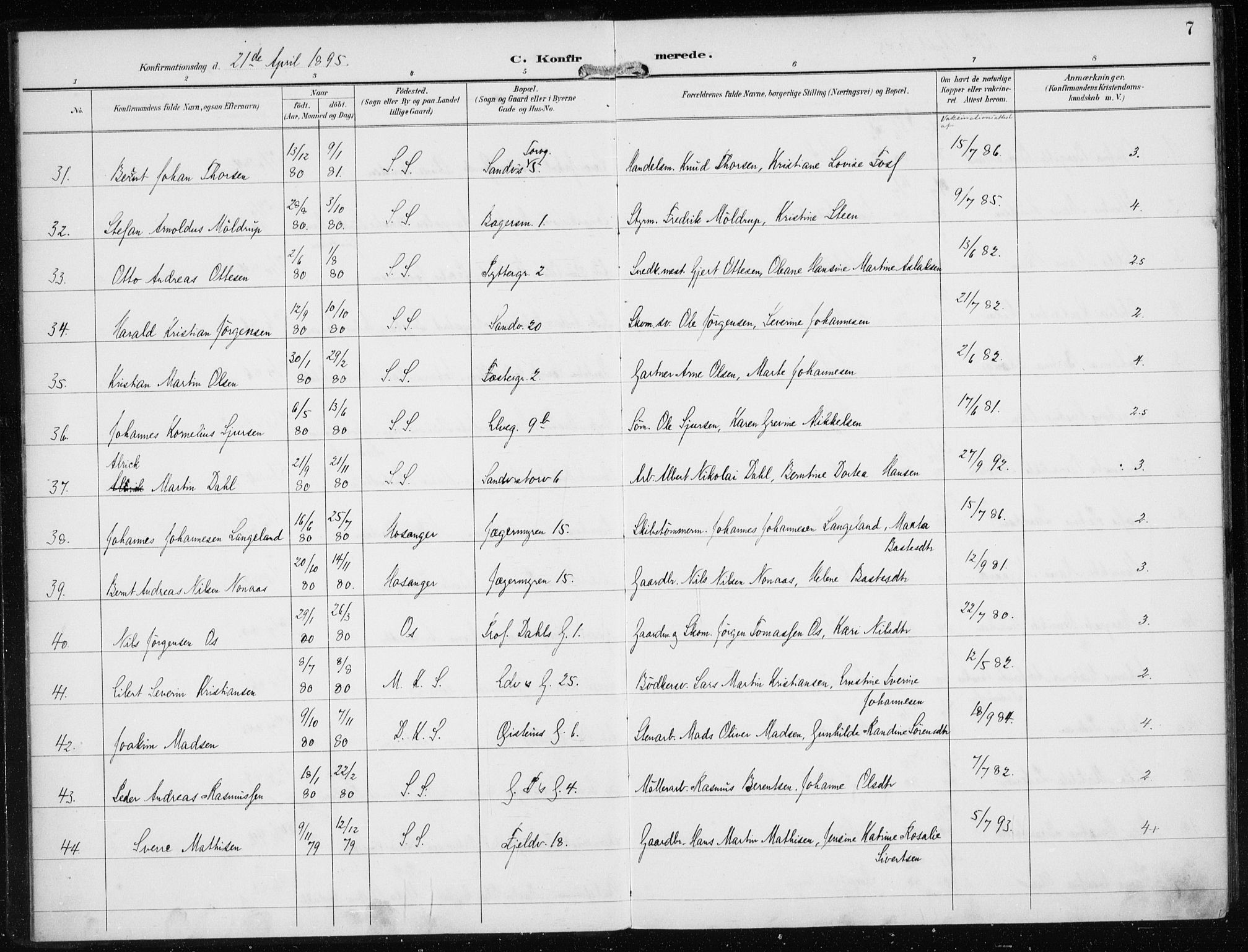 Sandviken Sokneprestembete, AV/SAB-A-77601/H/Ha/L0010: Parish register (official) no. C 1, 1895-1905, p. 7
