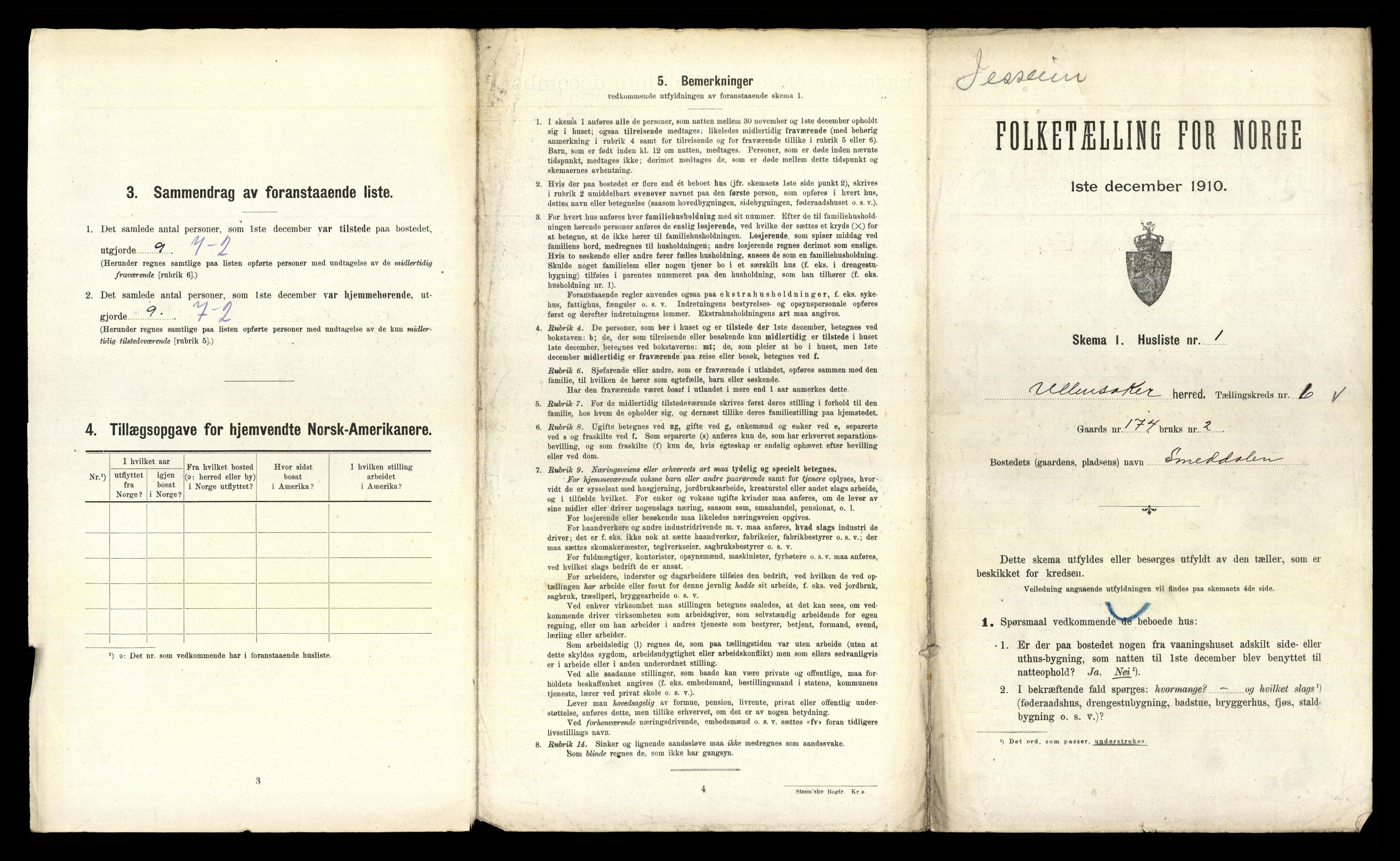 RA, 1910 census for Ullensaker, 1910, p. 1193