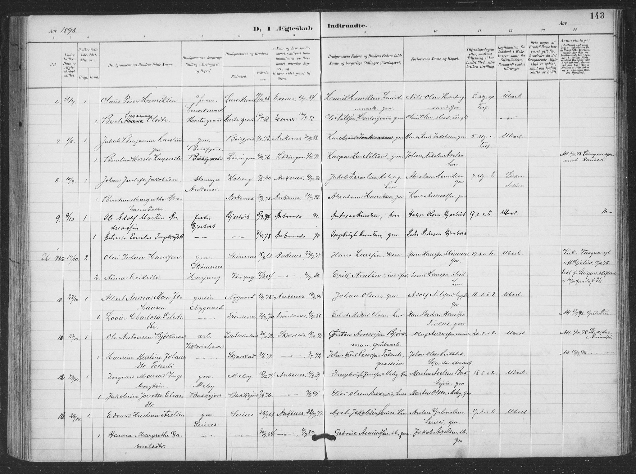 Ministerialprotokoller, klokkerbøker og fødselsregistre - Nordland, AV/SAT-A-1459/866/L0939: Parish register (official) no. 866A02, 1894-1906, p. 143