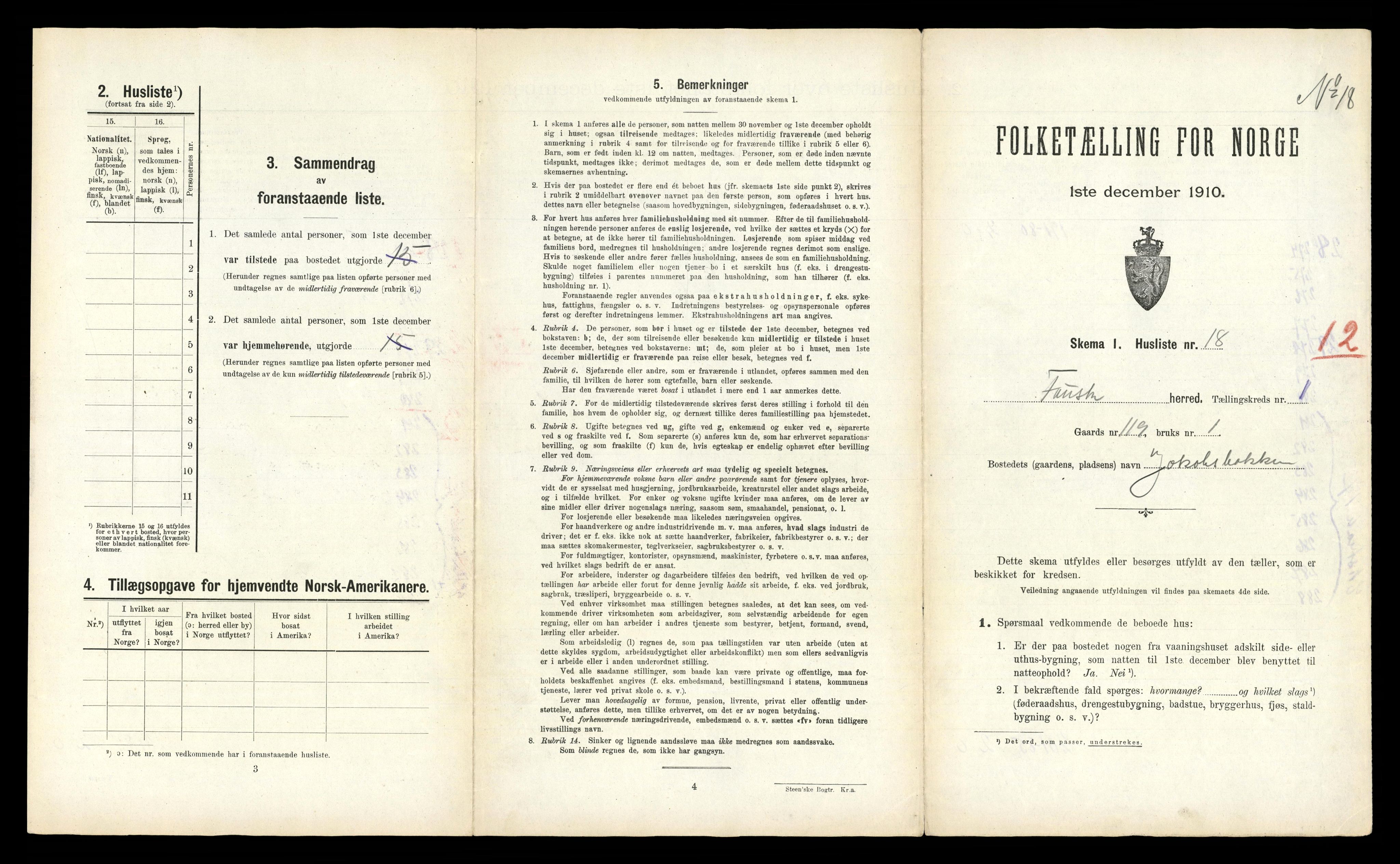 RA, 1910 census for Fauske, 1910, p. 120