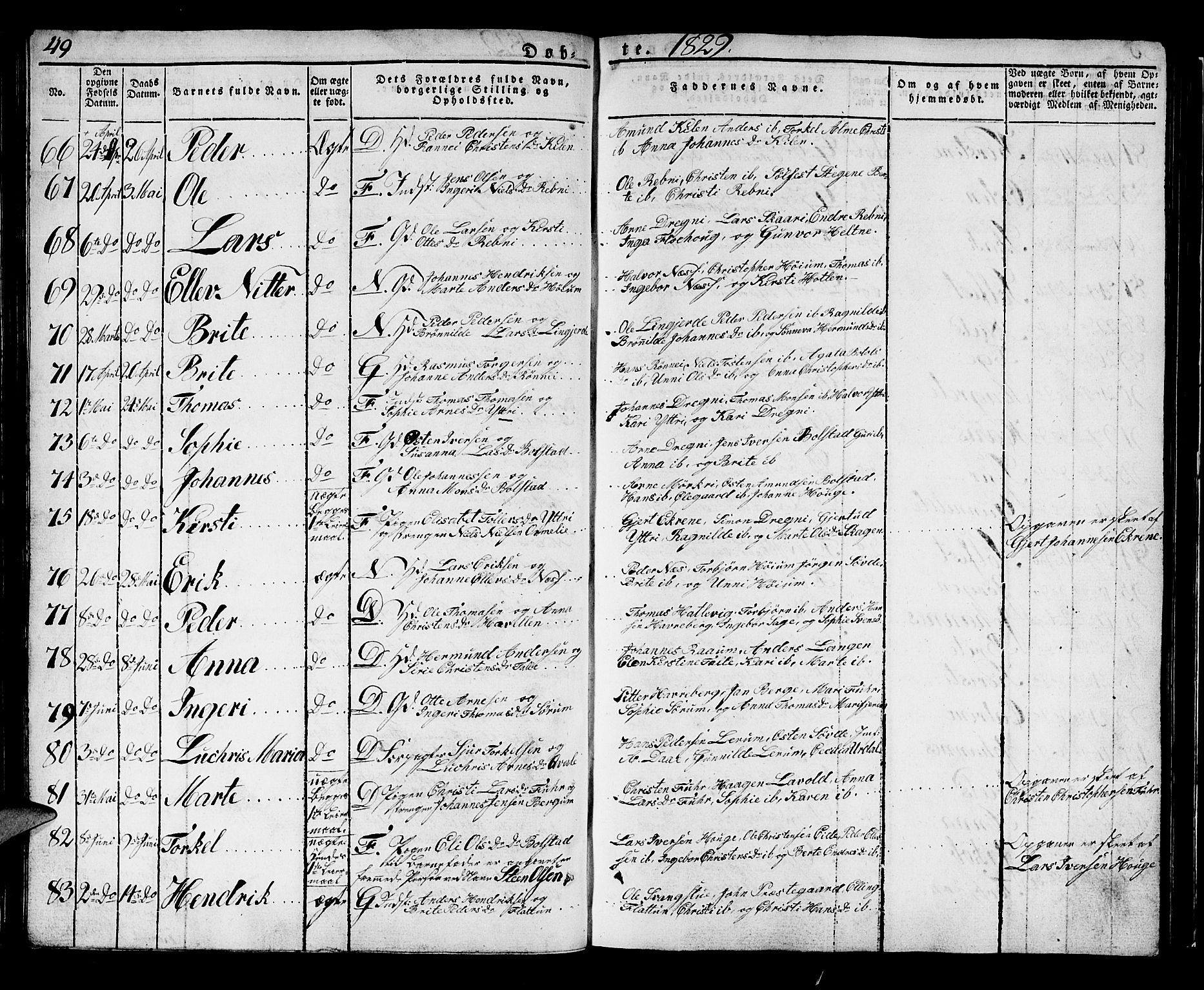 Luster sokneprestembete, SAB/A-81101/H/Haa/Haaa/L0004: Parish register (official) no. A 4, 1821-1832, p. 49