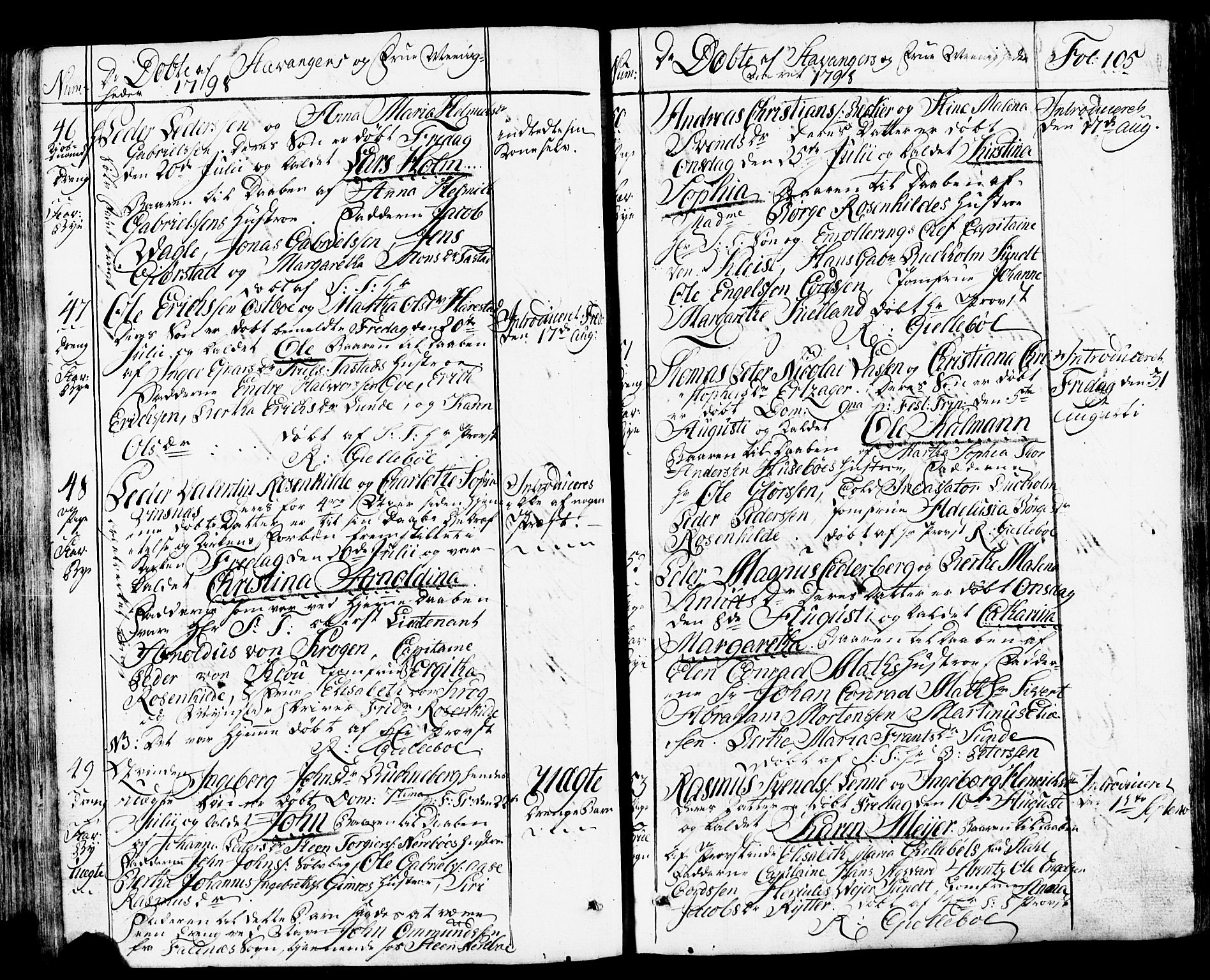 Domkirken sokneprestkontor, SAST/A-101812/001/30/30BB/L0007: Parish register (copy) no. B 7, 1791-1813, p. 105