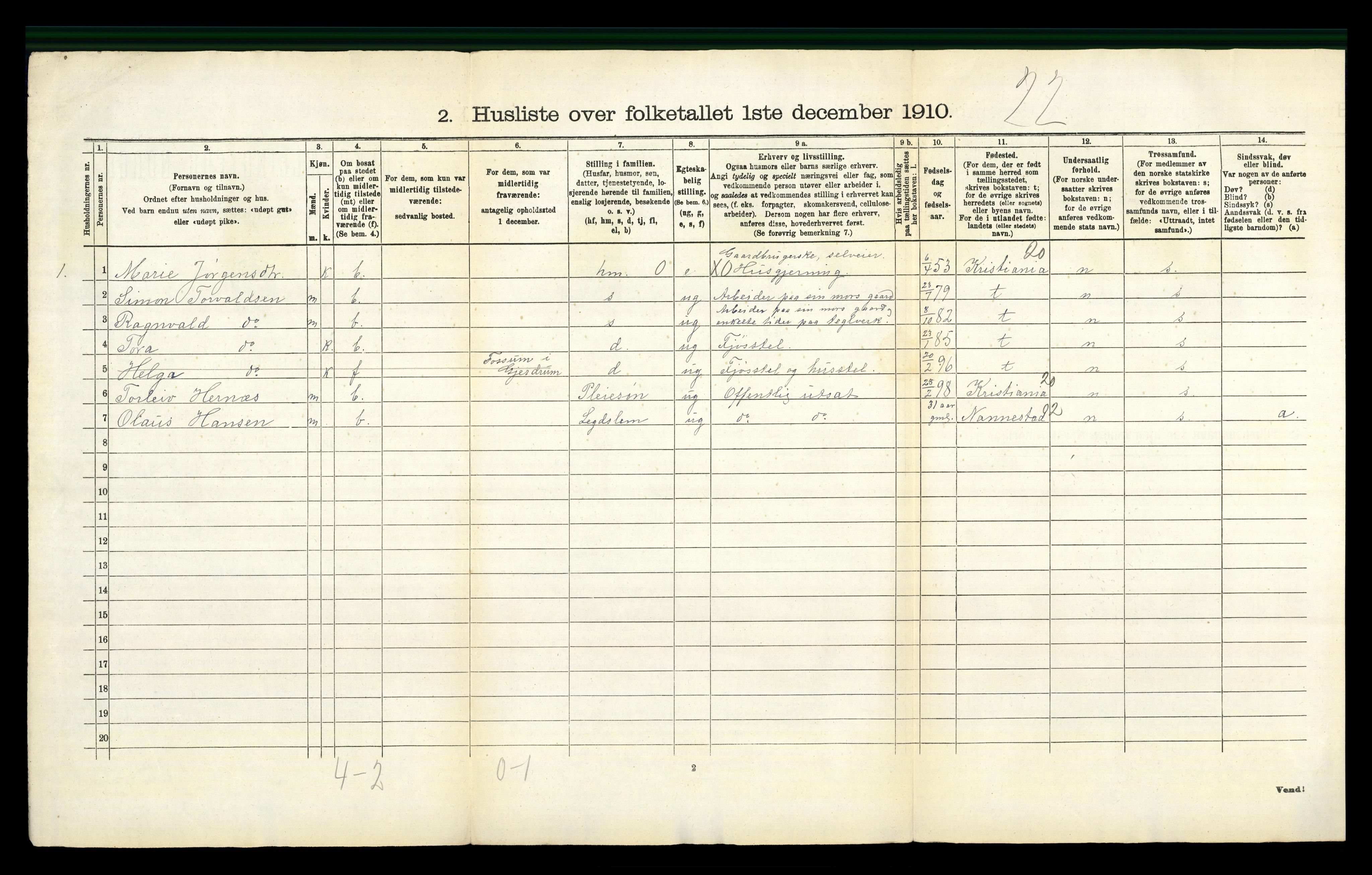 RA, 1910 census for Gjerdrum, 1910, p. 36