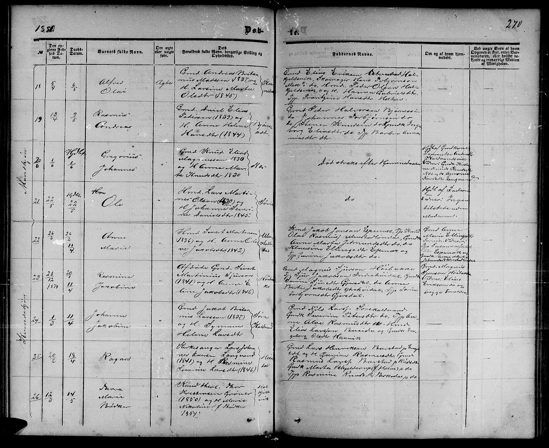 Ministerialprotokoller, klokkerbøker og fødselsregistre - Møre og Romsdal, AV/SAT-A-1454/511/L0157: Parish register (copy) no. 511C03, 1864-1884, p. 270