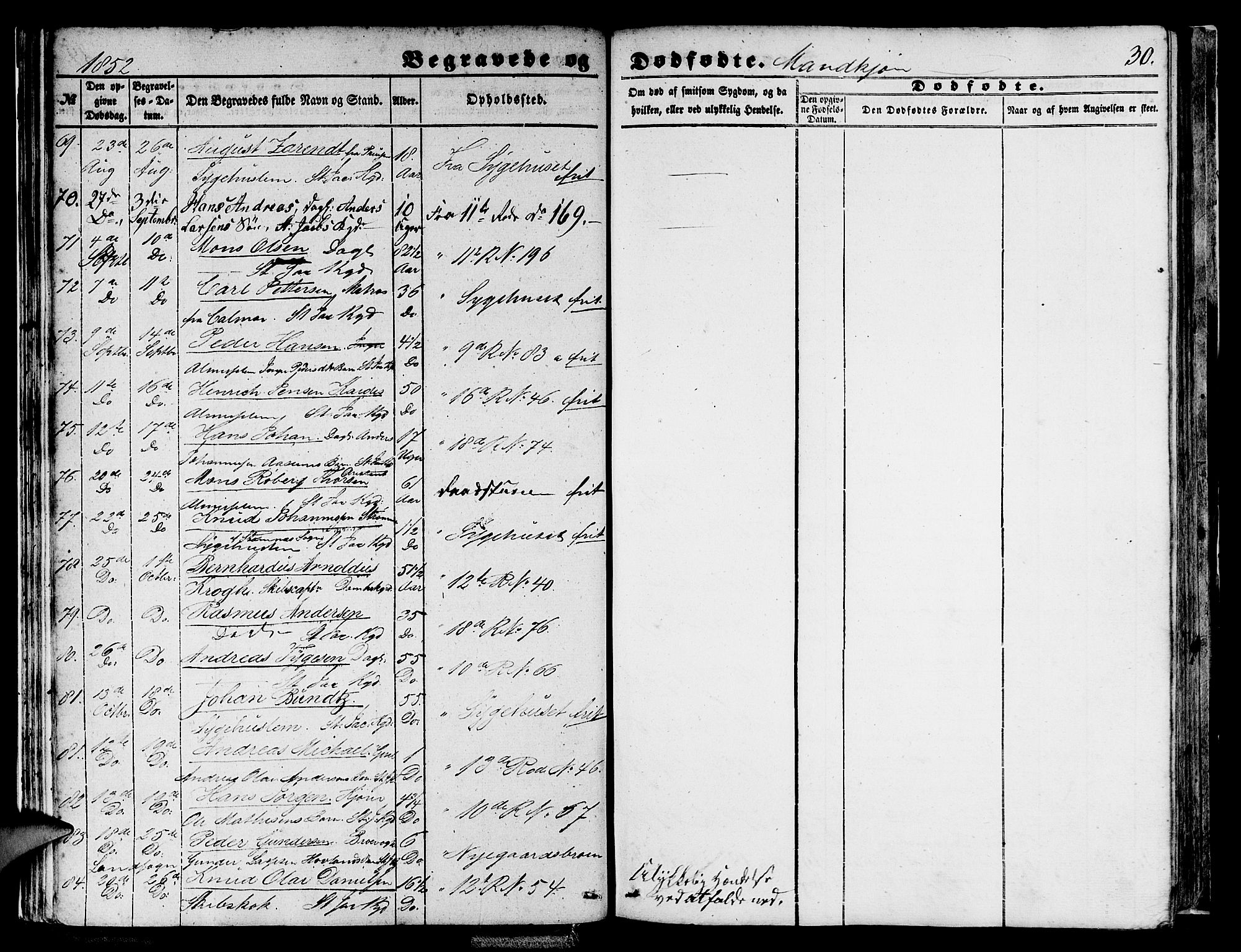 Domkirken sokneprestembete, AV/SAB-A-74801/H/Hab/L0038: Parish register (copy) no. E 2, 1847-1859, p. 30