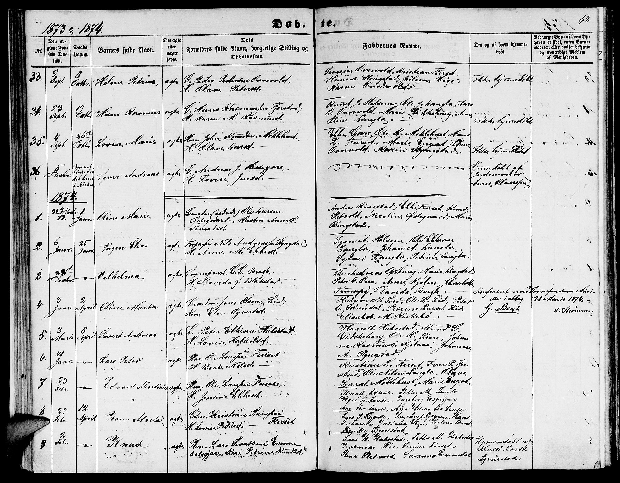 Ministerialprotokoller, klokkerbøker og fødselsregistre - Møre og Romsdal, AV/SAT-A-1454/520/L0291: Parish register (copy) no. 520C03, 1854-1881, p. 68