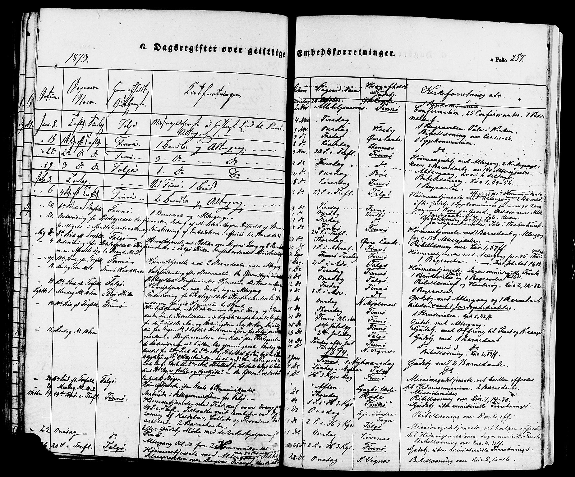 Finnøy sokneprestkontor, SAST/A-101825/H/Ha/Haa/L0008: Parish register (official) no. A 8, 1863-1878, p. 257