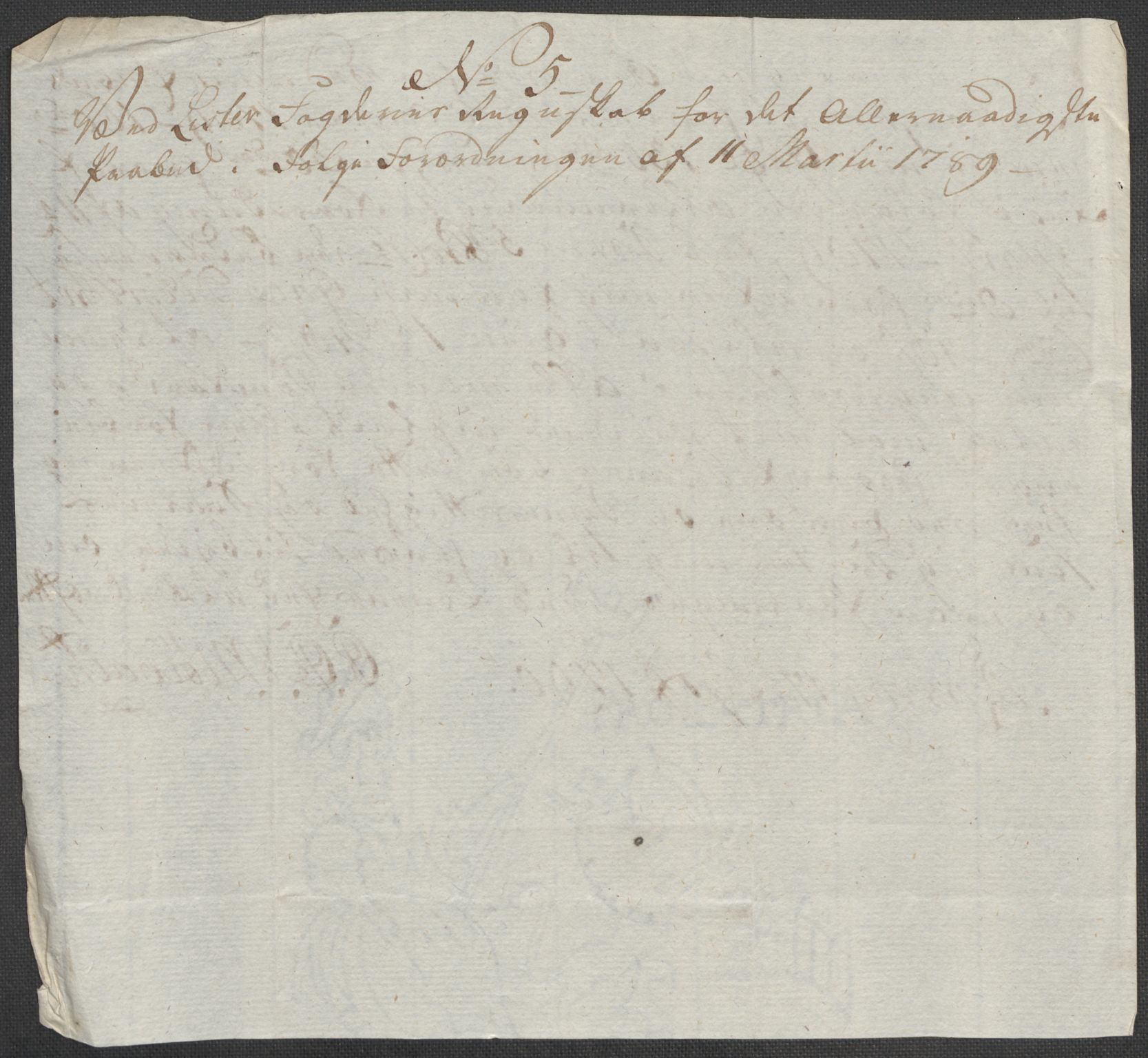 Rentekammeret inntil 1814, Reviderte regnskaper, Mindre regnskaper, AV/RA-EA-4068/Rf/Rfe/L0021: Larvik grevskap, Lista fogderi, 1789, p. 233