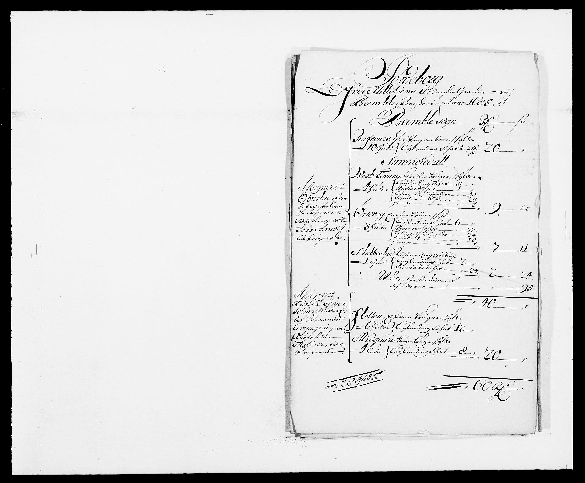 Rentekammeret inntil 1814, Reviderte regnskaper, Fogderegnskap, AV/RA-EA-4092/R34/L2048: Fogderegnskap Bamble, 1685-1687, p. 183