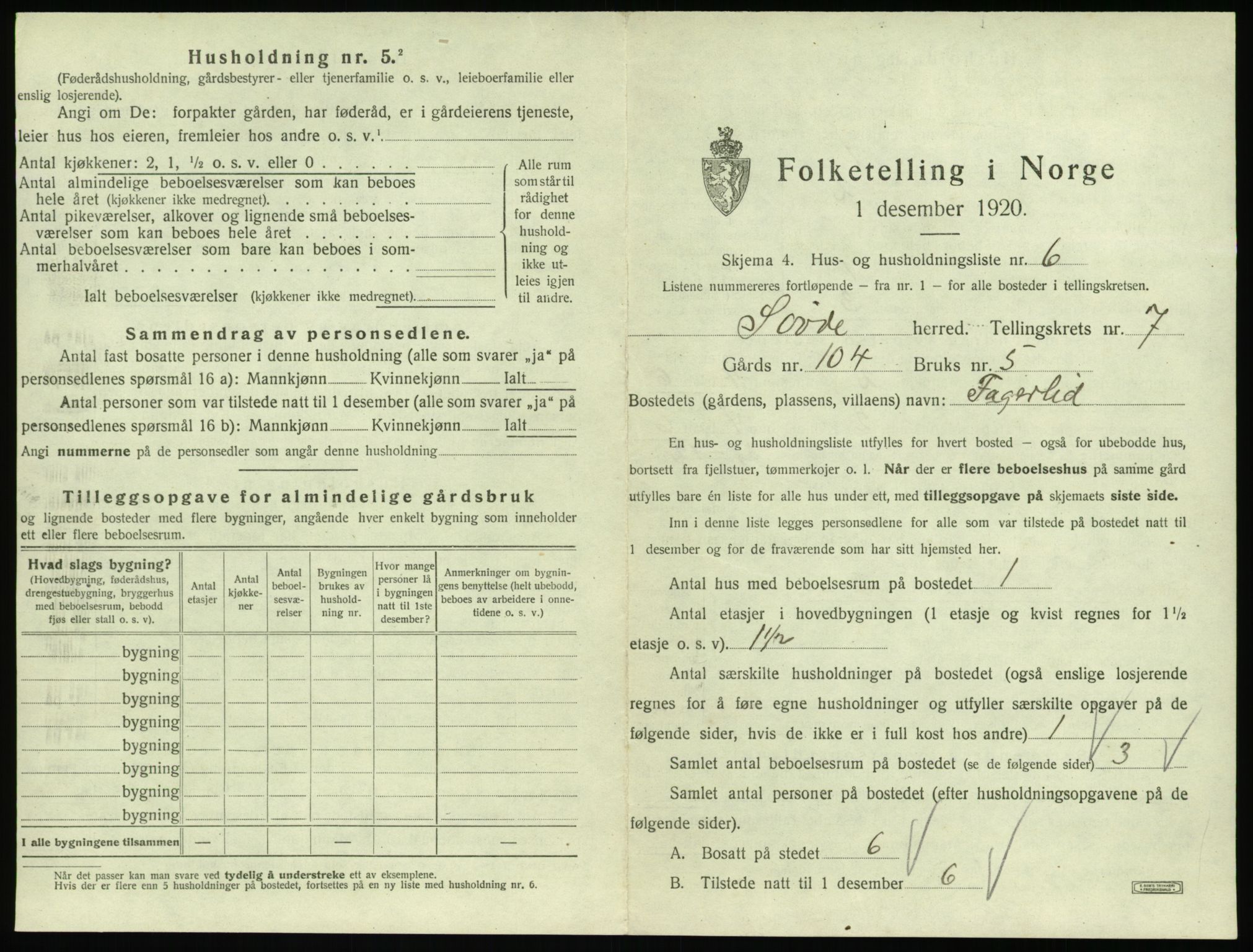 SAT, 1920 census for Syvde, 1920, p. 340