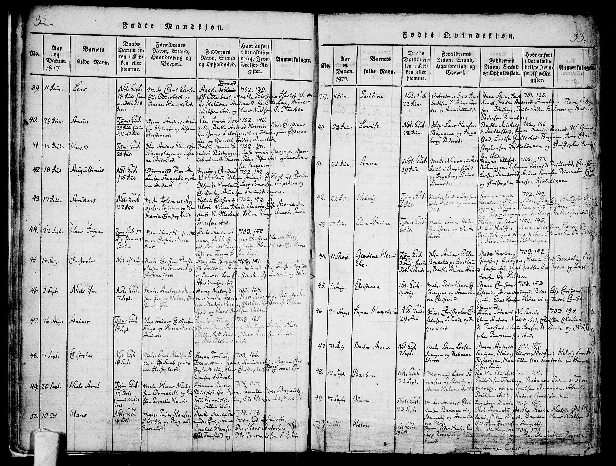 Nøtterøy kirkebøker, SAKO/A-354/F/Fa/L0004: Parish register (official) no. I 4, 1814-1838, p. 32-33