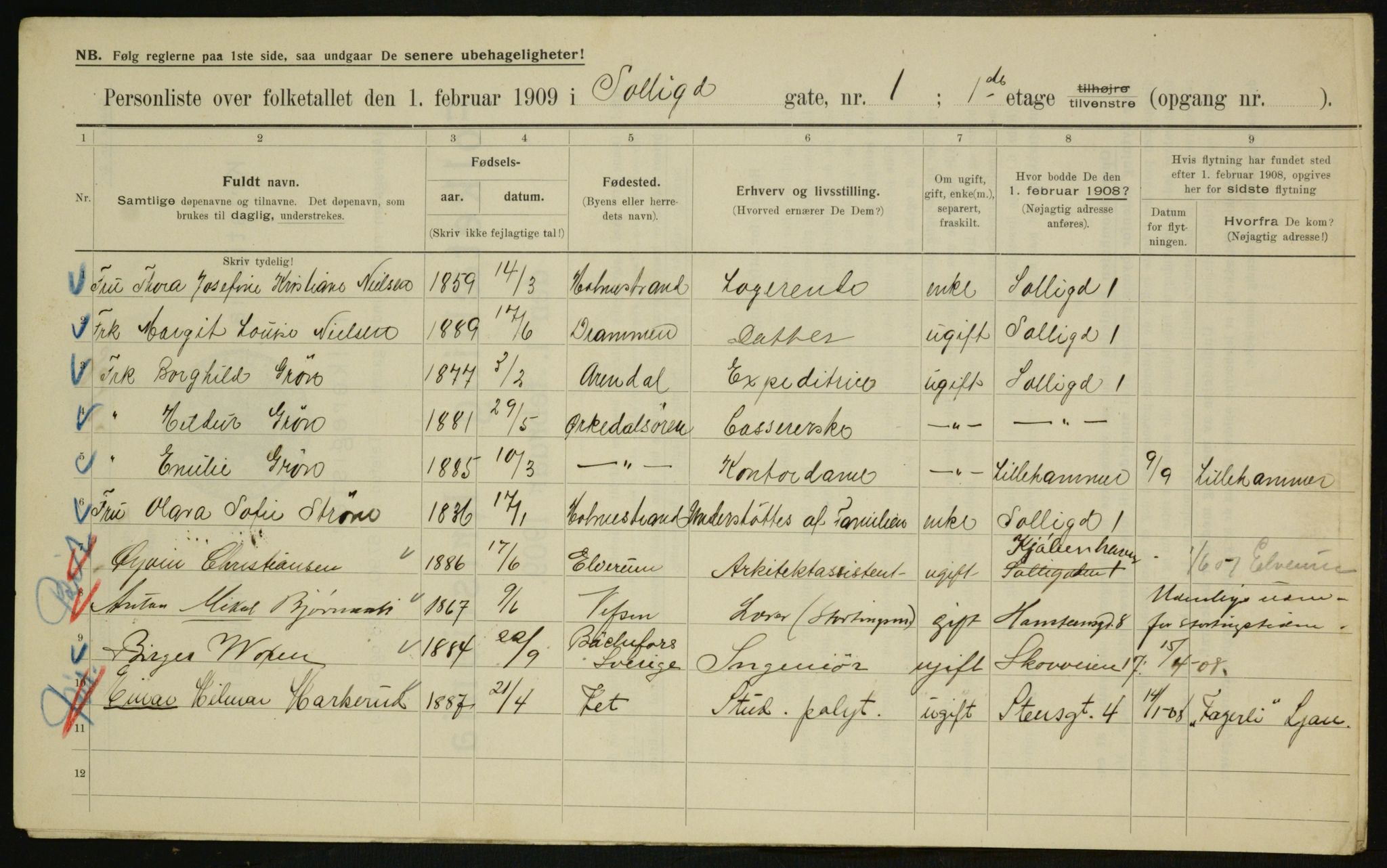 OBA, Municipal Census 1909 for Kristiania, 1909, p. 90347