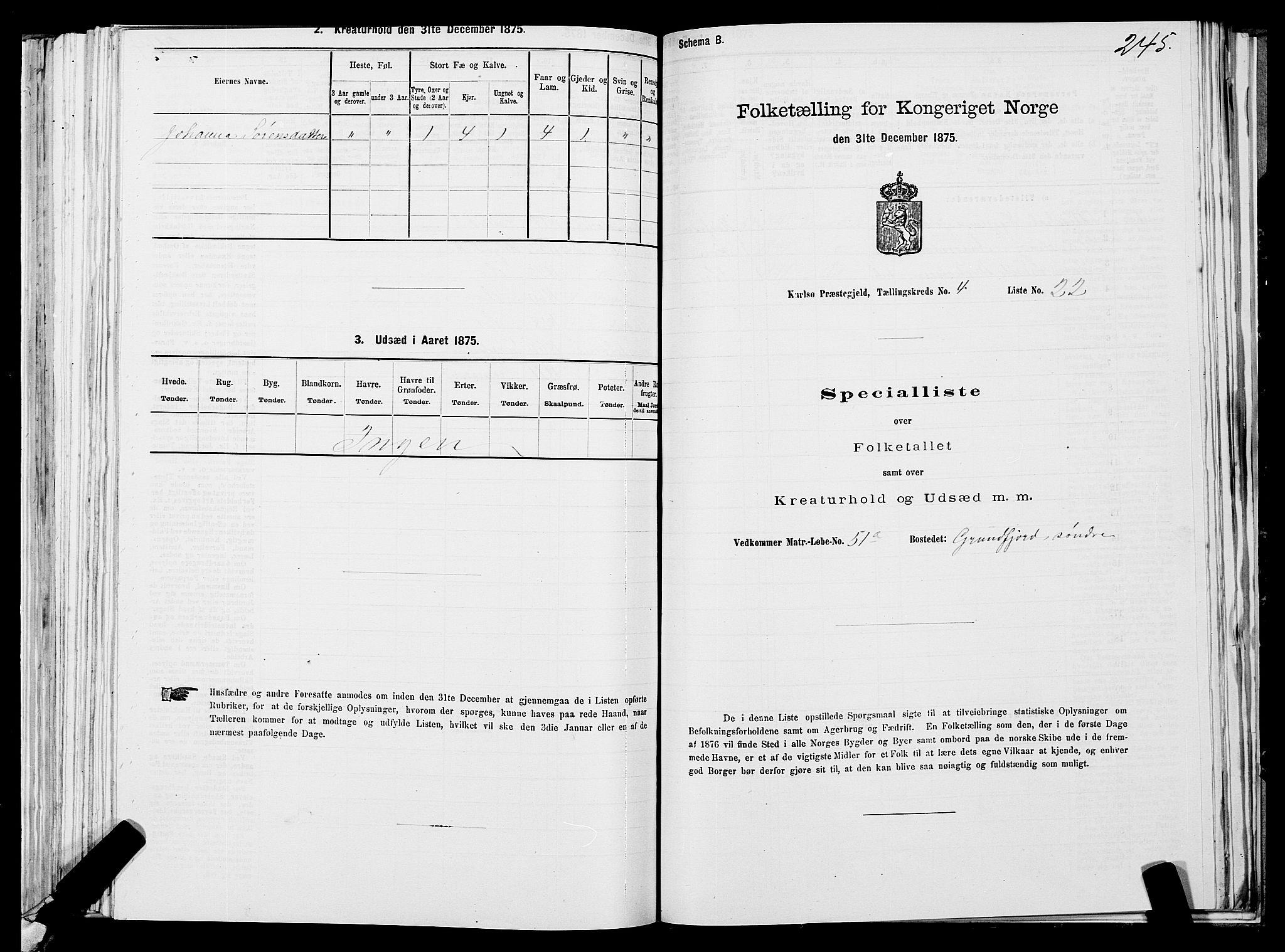 SATØ, 1875 census for 1936P Karlsøy, 1875, p. 2245