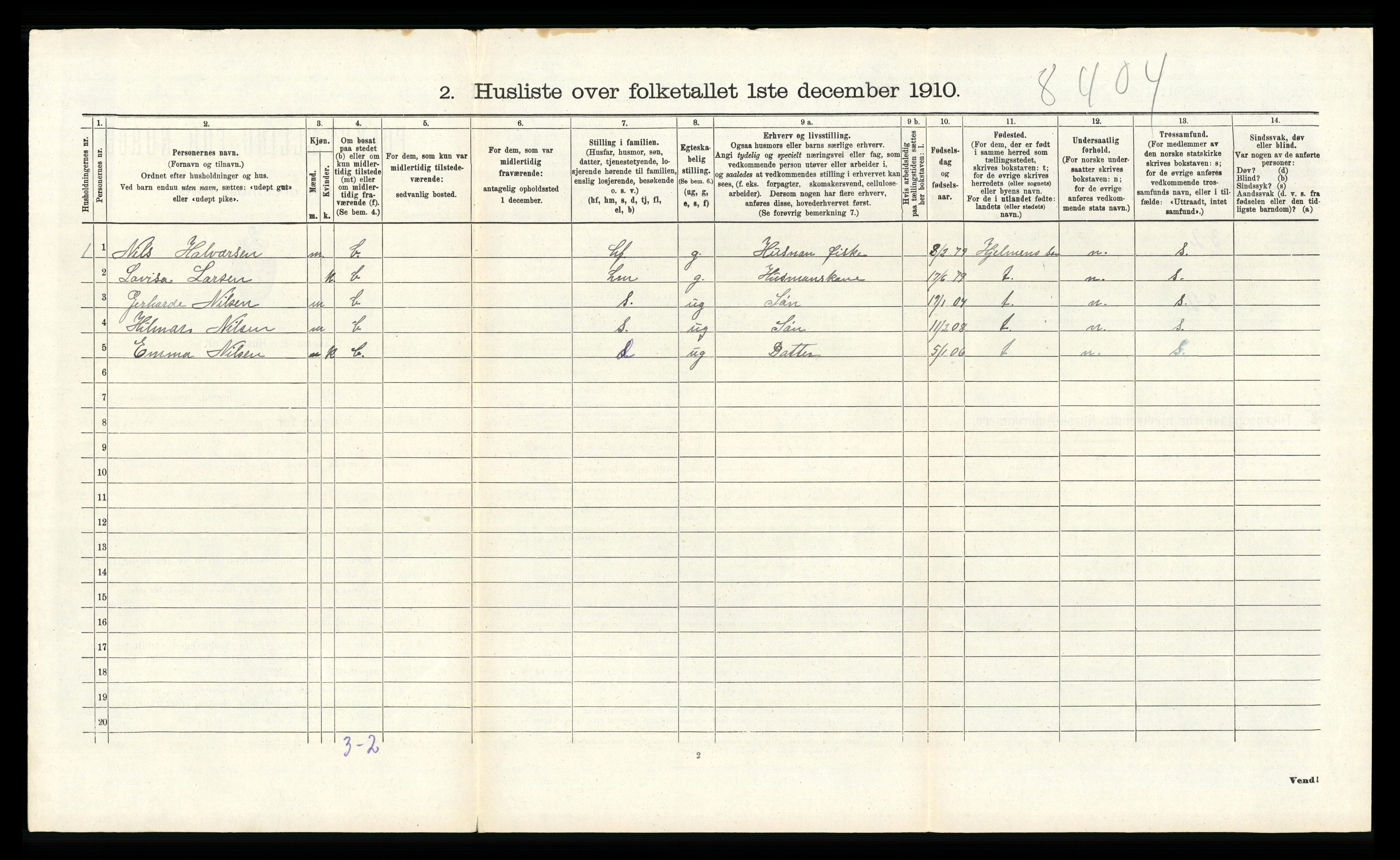 RA, 1910 census for Austrheim, 1910, p. 621