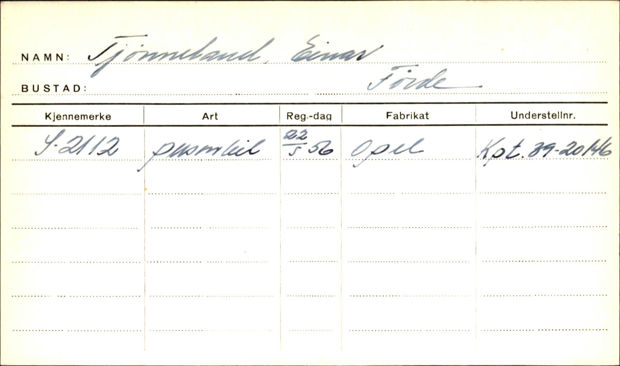 Statens vegvesen, Sogn og Fjordane vegkontor, AV/SAB-A-5301/4/F/L0002: Eigarregister Fjordane til 1.6.1961, 1930-1961, p. 188