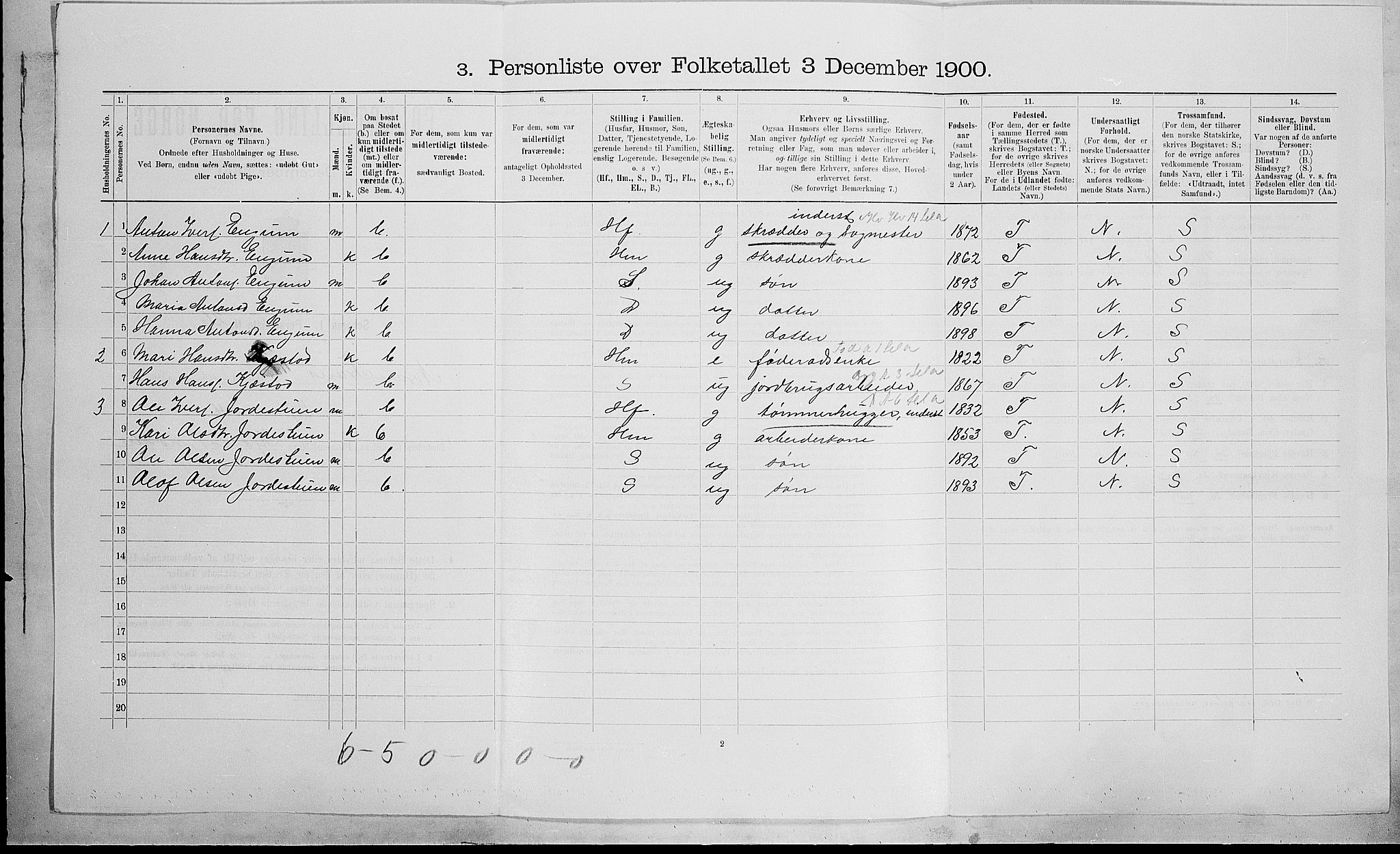 SAH, 1900 census for Nord-Fron, 1900, p. 1134