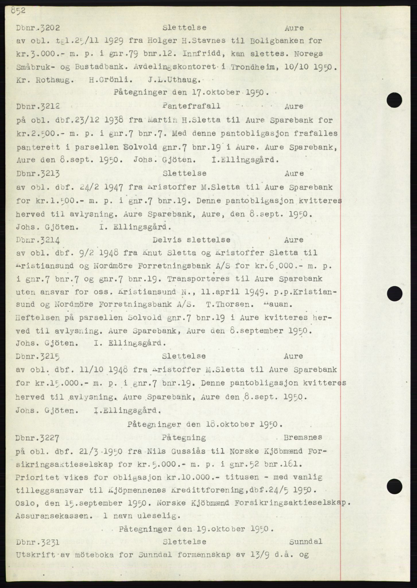Nordmøre sorenskriveri, SAT/A-4132/1/2/2Ca: Mortgage book no. C82b, 1946-1951, Diary no: : 3202/1950