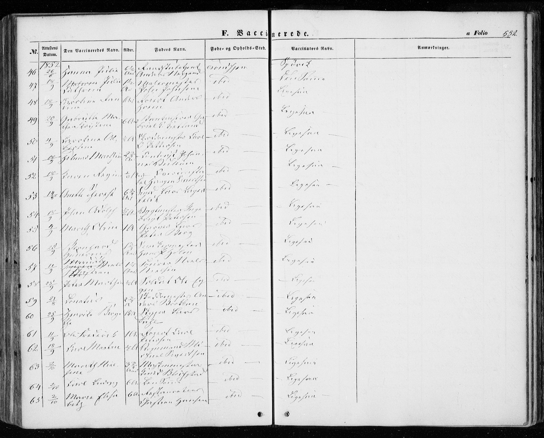 Ministerialprotokoller, klokkerbøker og fødselsregistre - Sør-Trøndelag, SAT/A-1456/601/L0051: Parish register (official) no. 601A19, 1848-1857, p. 552