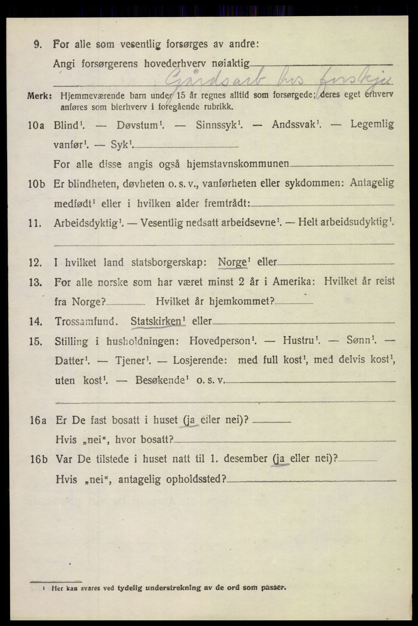 SAH, 1920 census for Ringebu, 1920, p. 5958