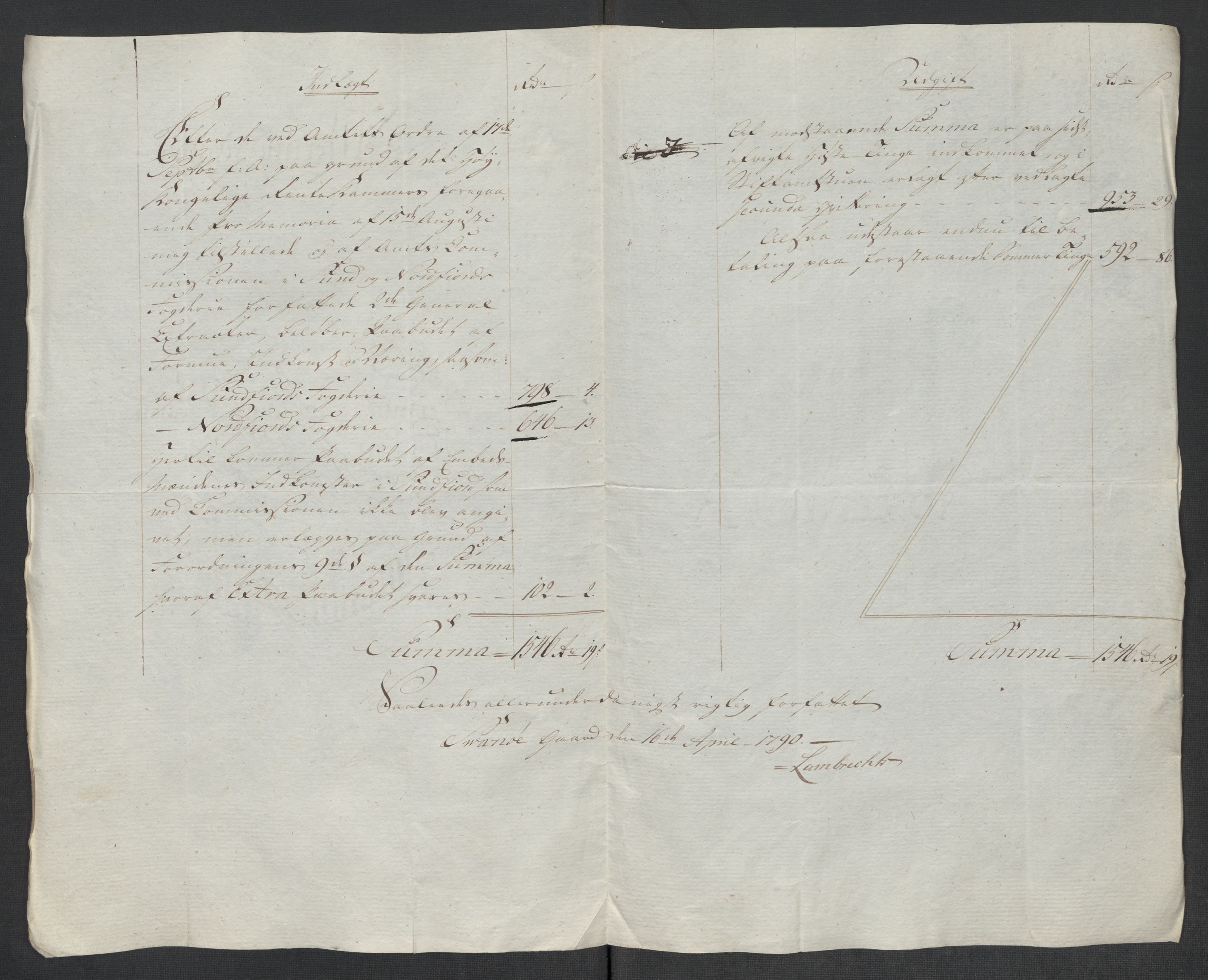 Rentekammeret inntil 1814, Reviderte regnskaper, Mindre regnskaper, AV/RA-EA-4068/Rf/Rfe/L0048: Sunnfjord og Nordfjord fogderier, 1789, p. 10