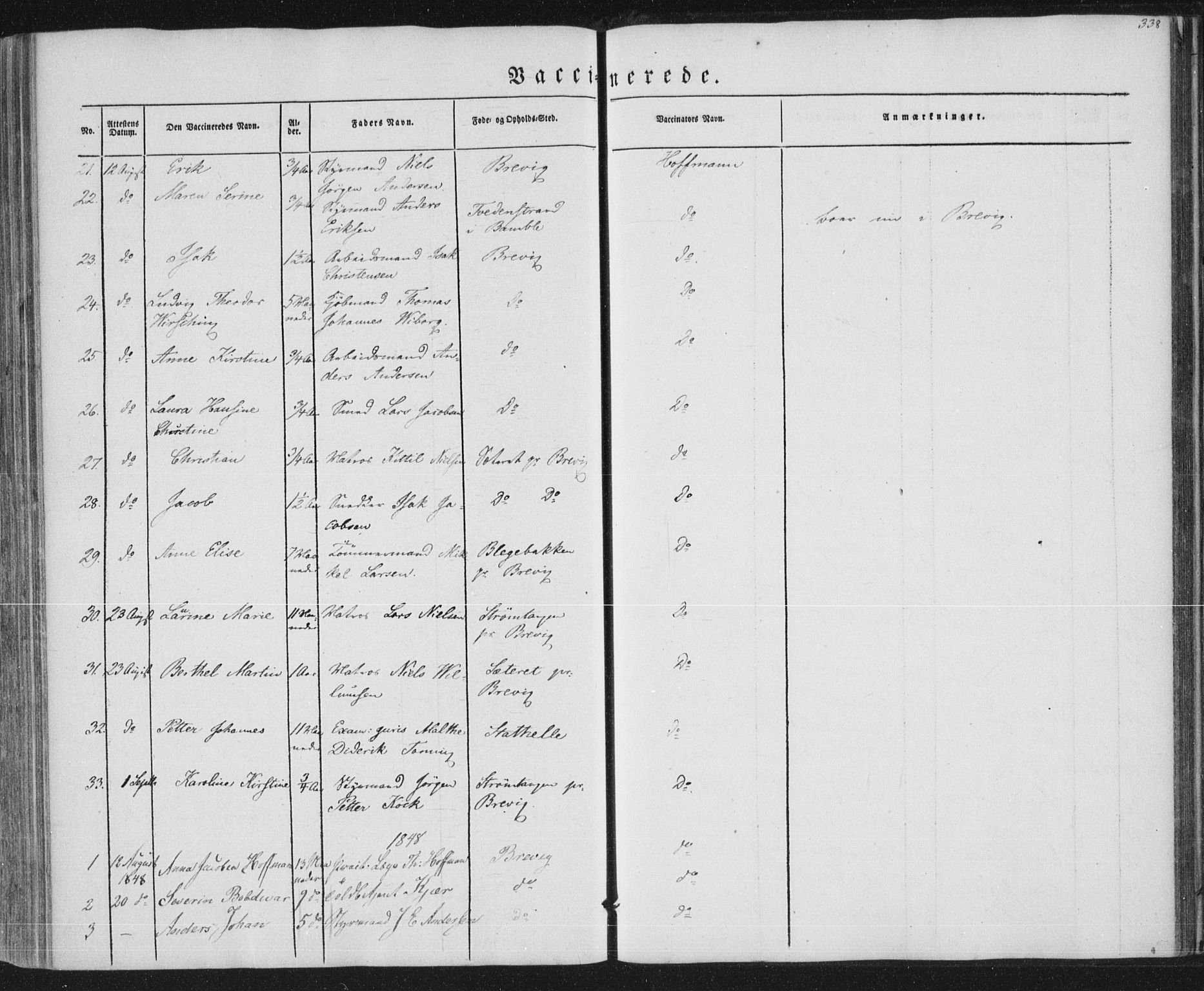 Brevik kirkebøker, SAKO/A-255/F/Fa/L0005: Parish register (official) no. 5, 1847-1865, p. 338