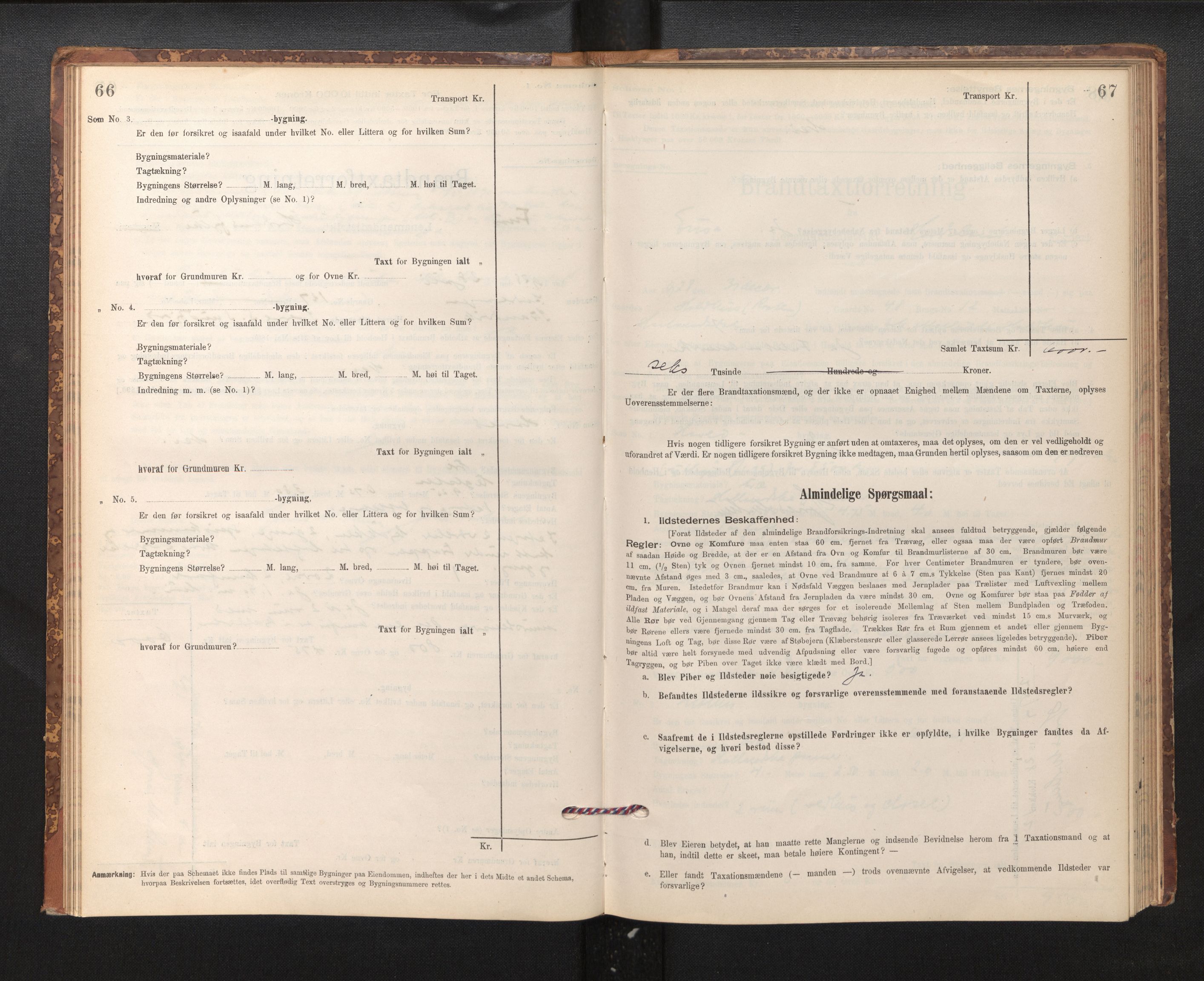 Lensmannen i Fusa, SAB/A-32401/1/0012/L0003: Branntakstprotokoll, skjematakst, 1895-1950, p. 66-67
