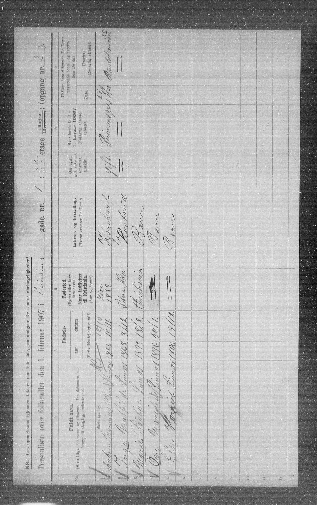 OBA, Municipal Census 1907 for Kristiania, 1907, p. 41432