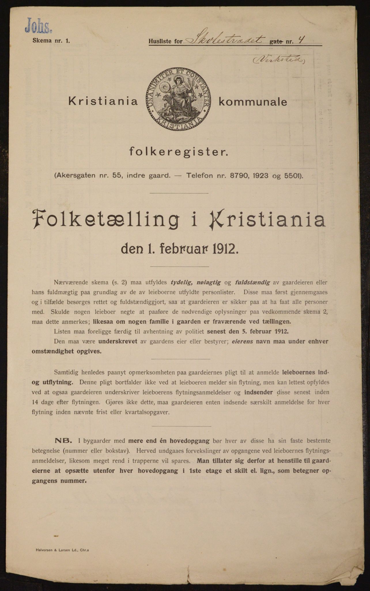 OBA, Municipal Census 1912 for Kristiania, 1912, p. 96660